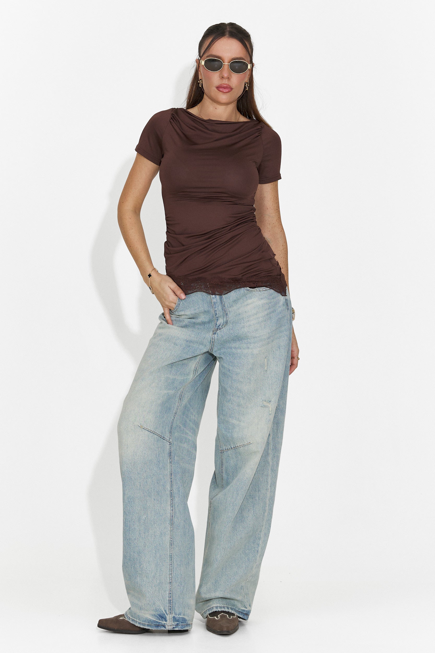 Codzienna brązowa koszulka dla kobiet Arkania Bogas