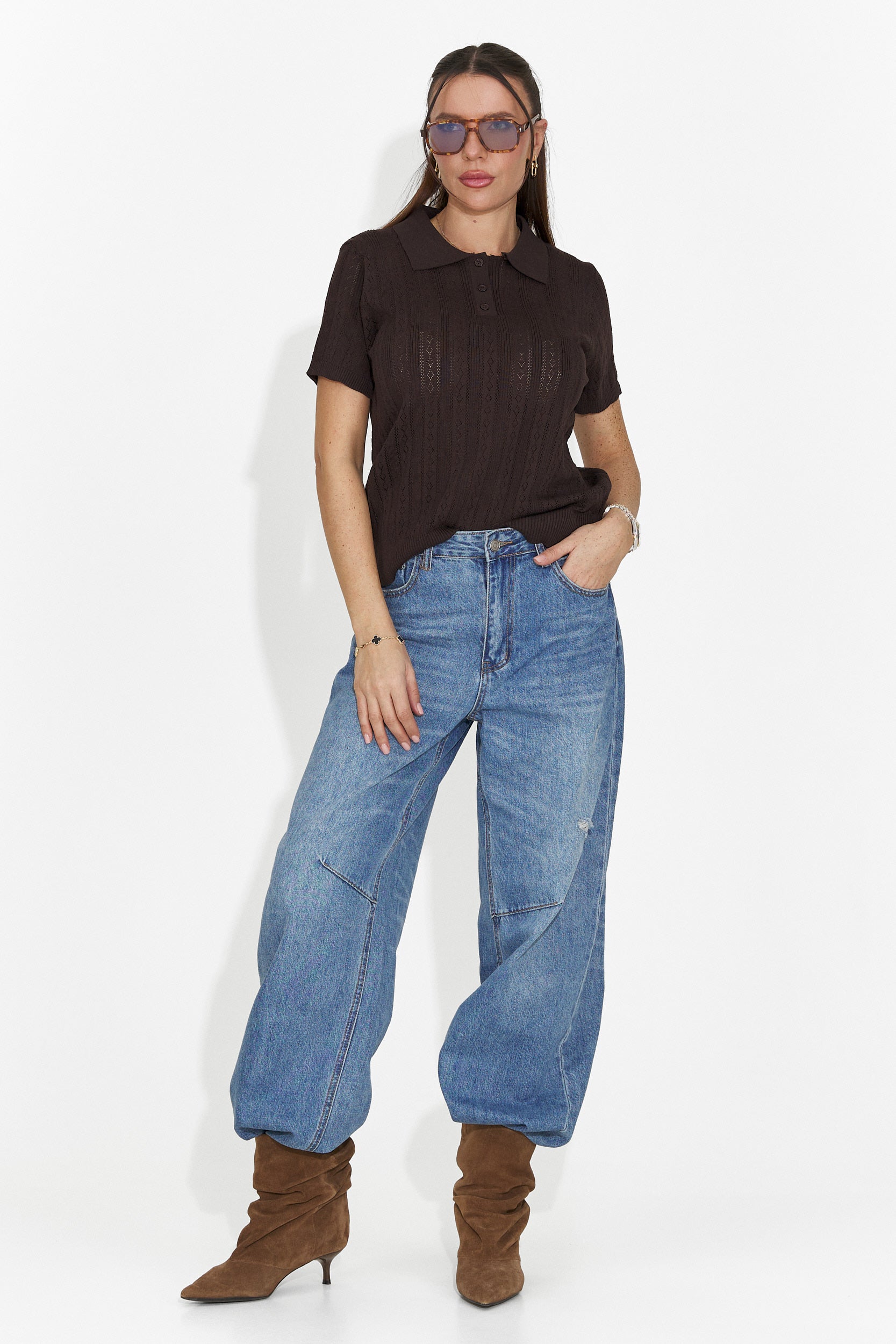 Nerida Bogas Casualny Brązowy T-shirt dla Kobiet