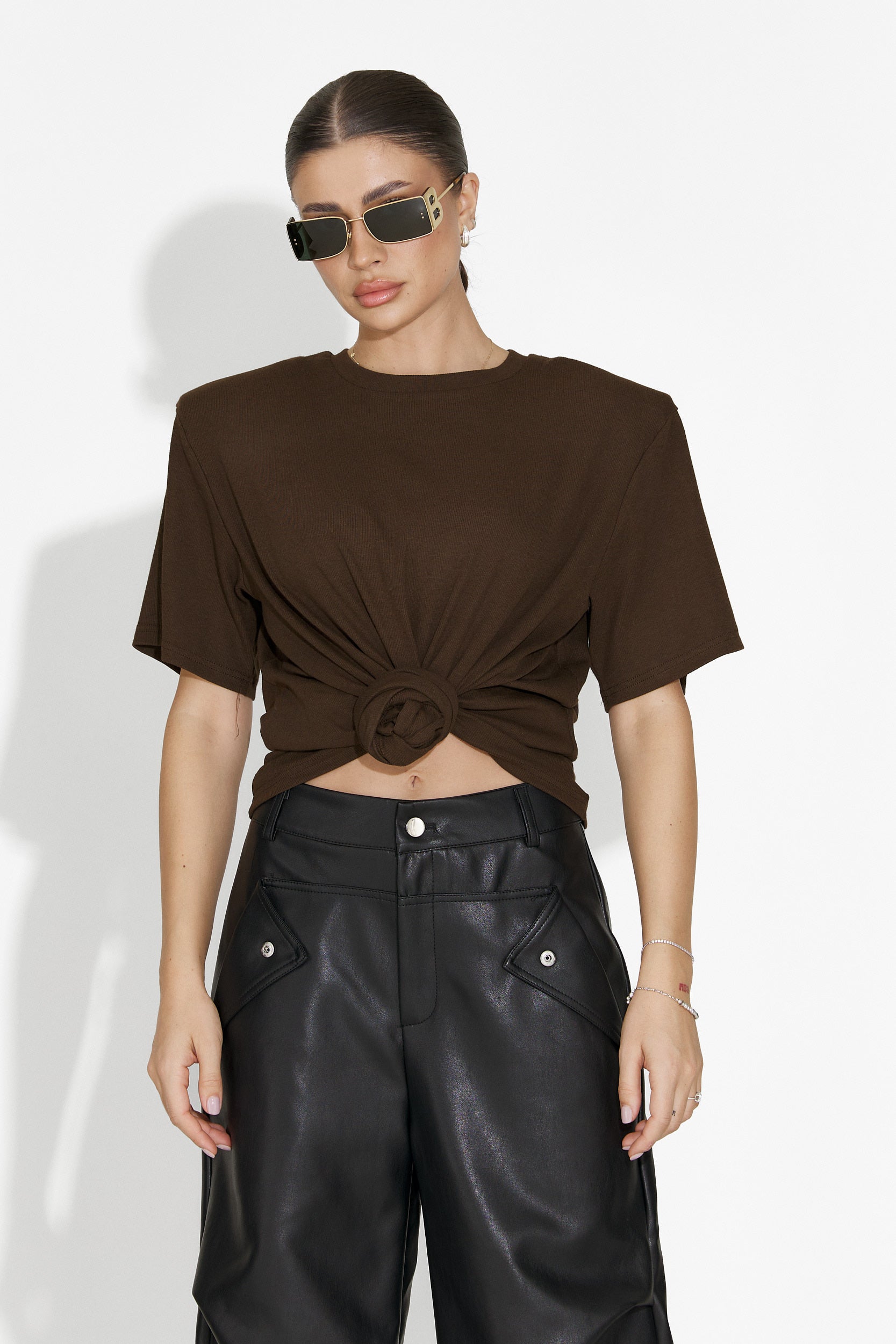 Norelia Bogas Casualny Brązowy T-shirt Damski