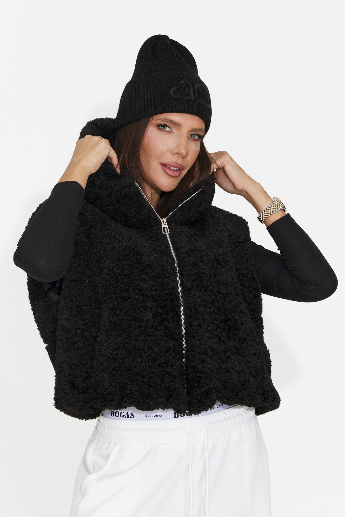 Vesta casual neagra Lalaeina Bogas