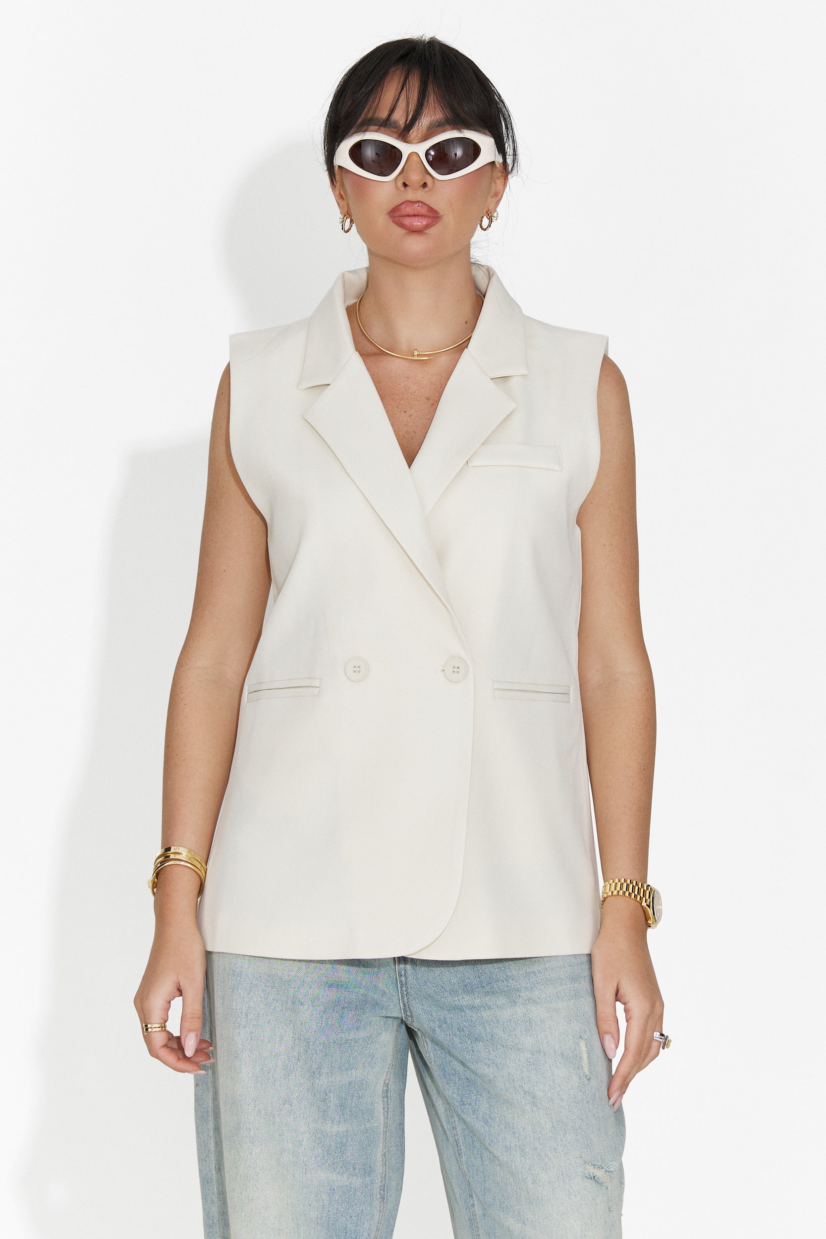 Elegancka Kremowa Kamizelka Dla Pań Meghan Bogas