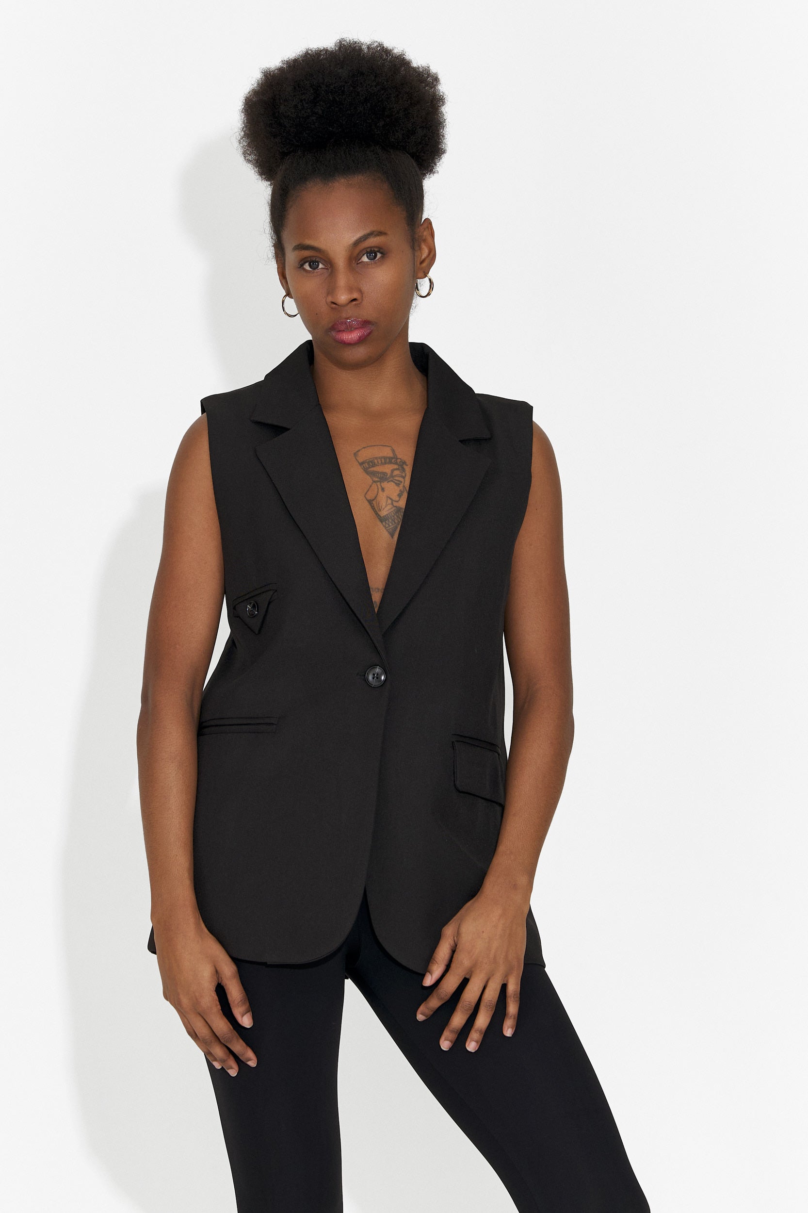 Elegancka Czarna Damska Kamizelka Angili Bogas