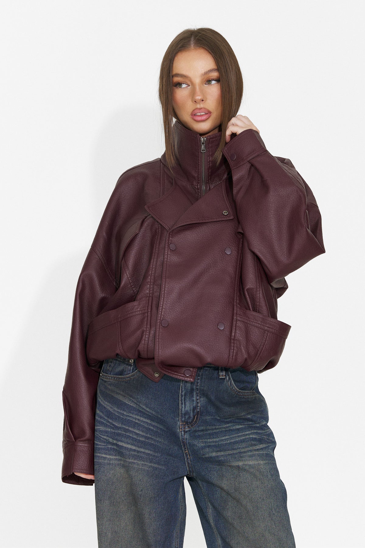 Geaca dama casual burgundy Nadyesia Bogas