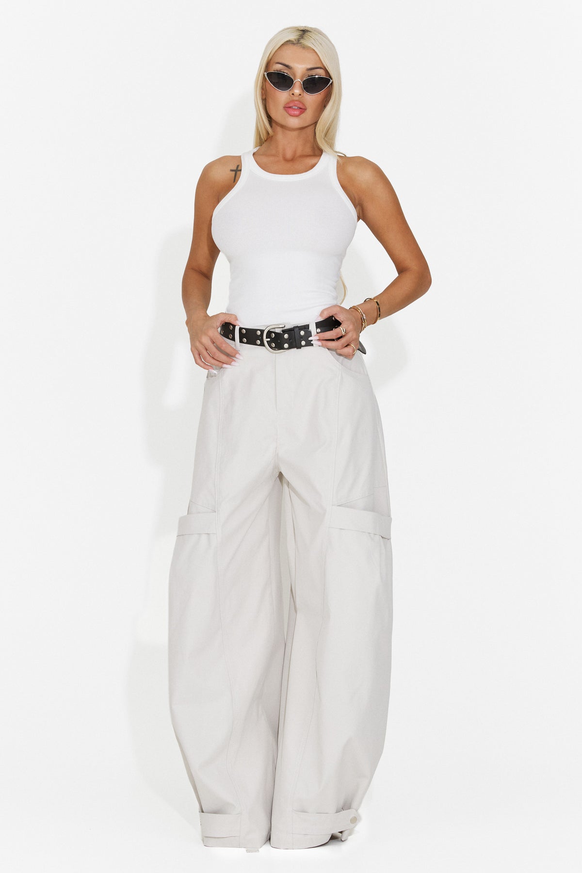 Pantaloni dama casual albi Orary Bogas