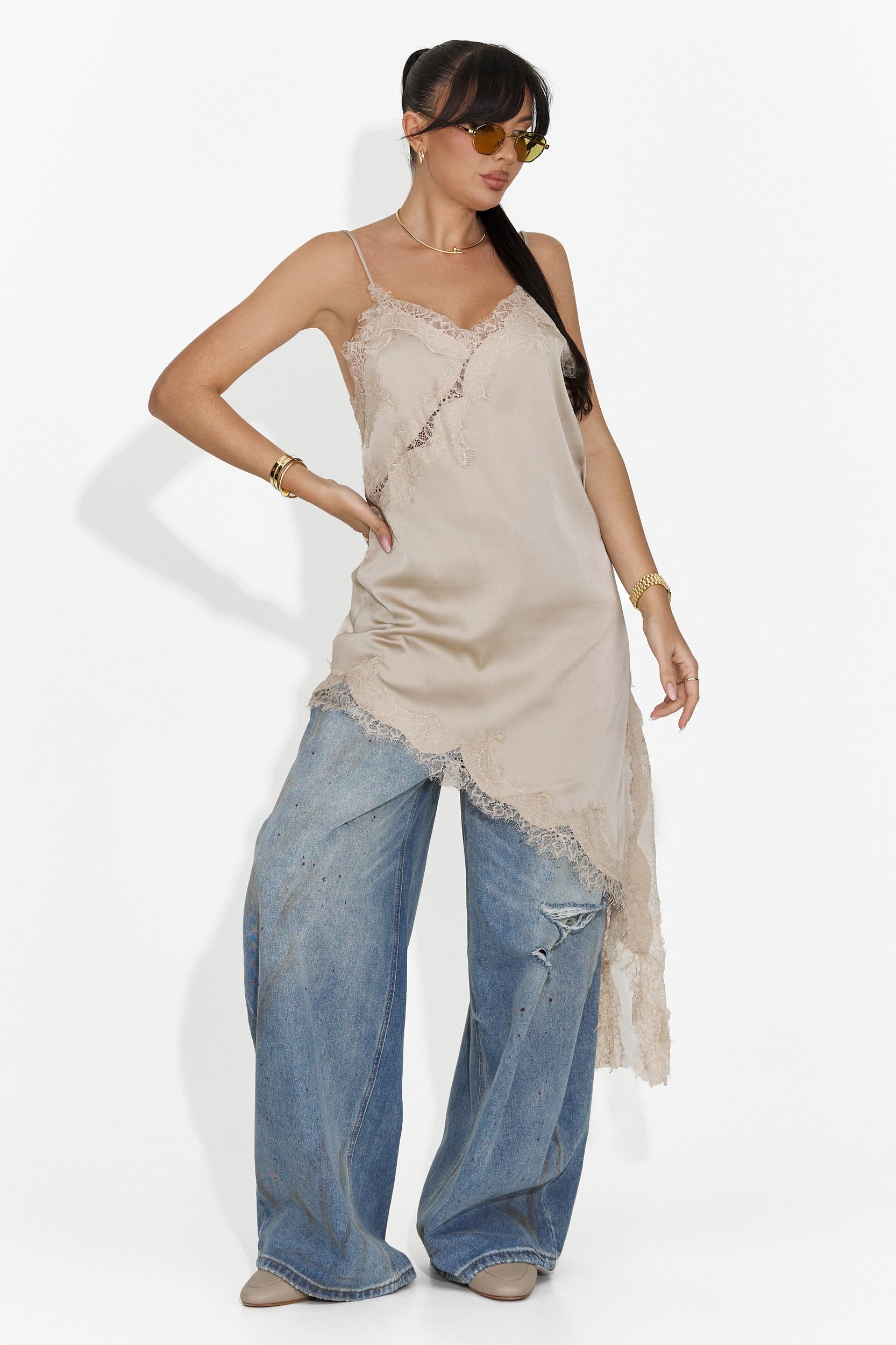 Krótkie Beżowe Sukienki Damskie Francisca Bogas