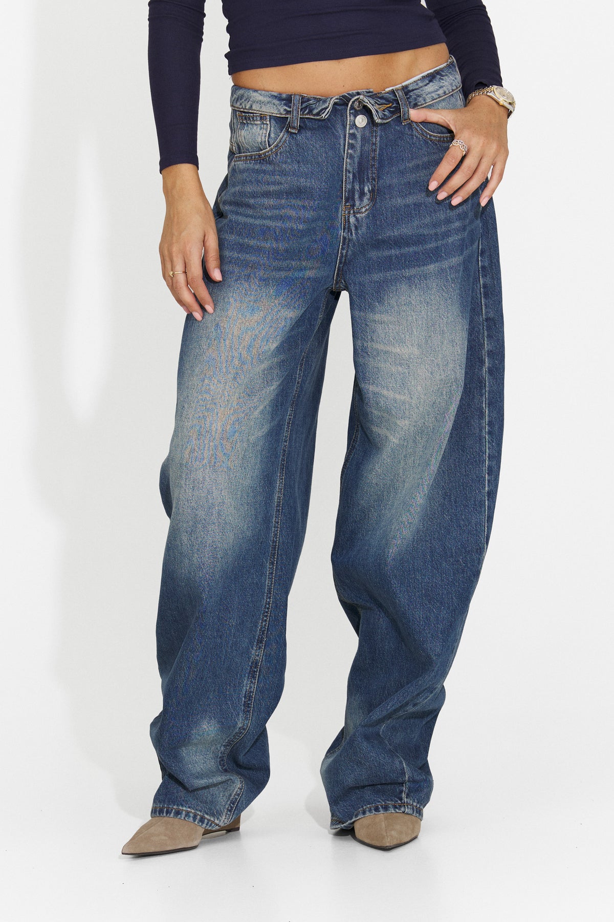 Blugi casual albastri Crytuina Bogas