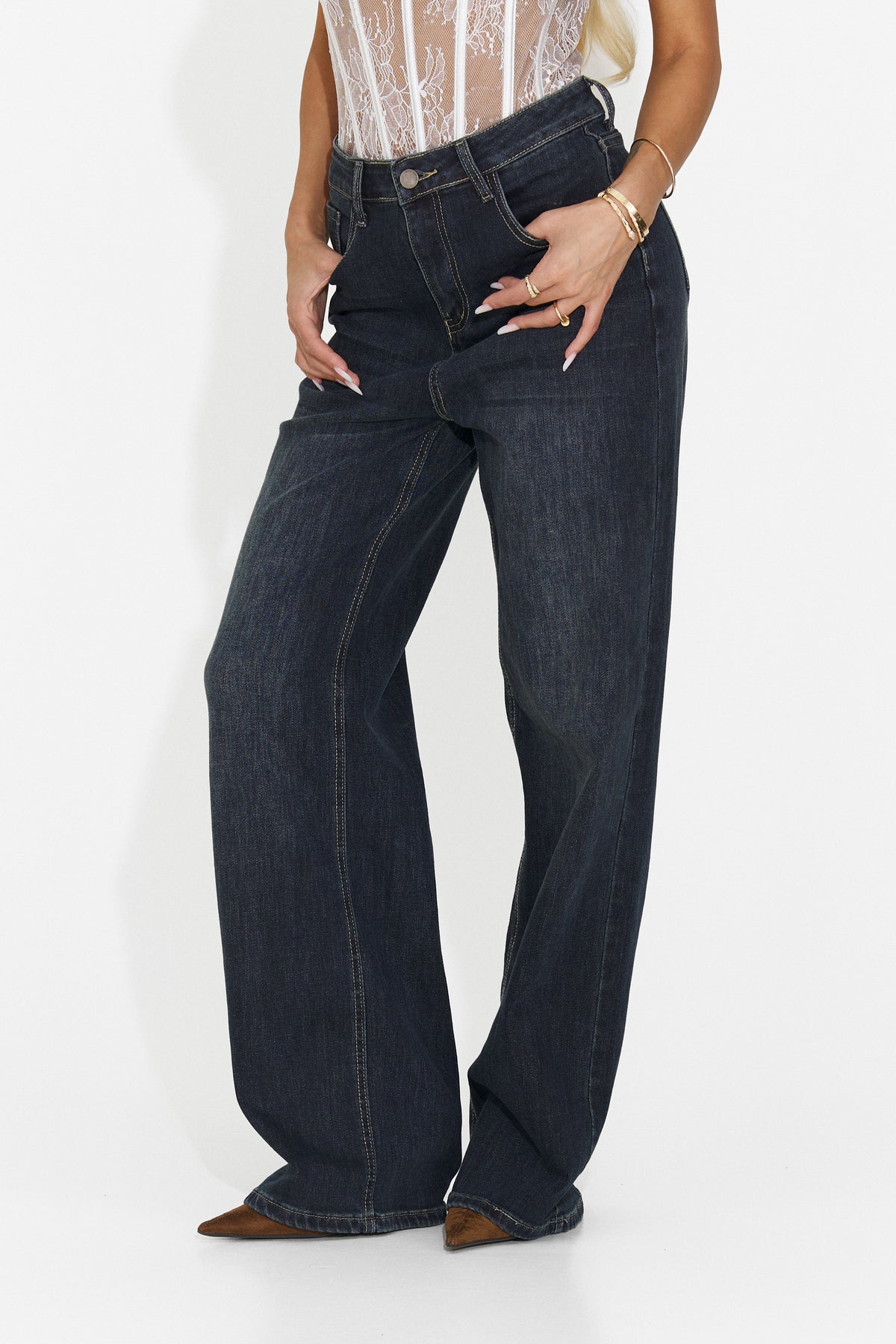 Blugi casual albastri Flanaioria Bogas