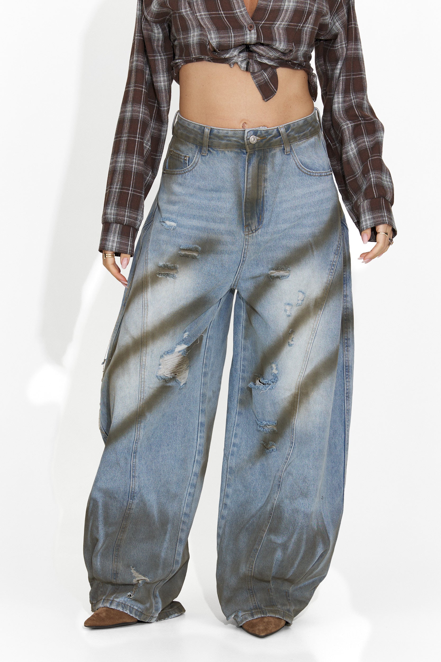 Casualowe Niebieskie Damskie Jeansy Panoma Bogas