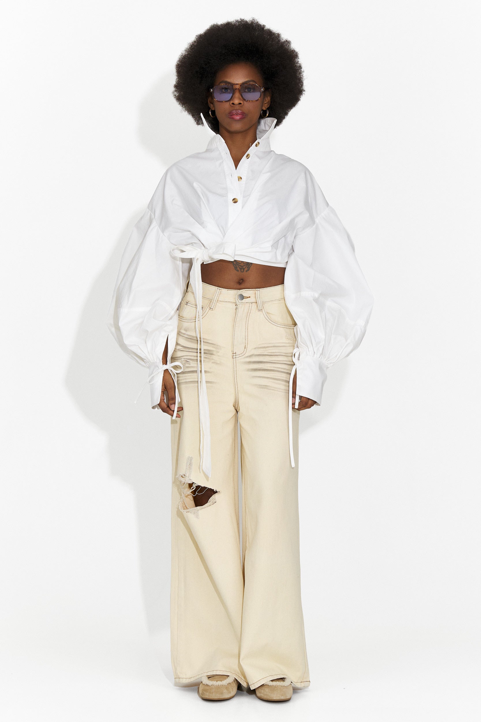 Elania Bogas Beżowe Damskie Dżinsy Casual