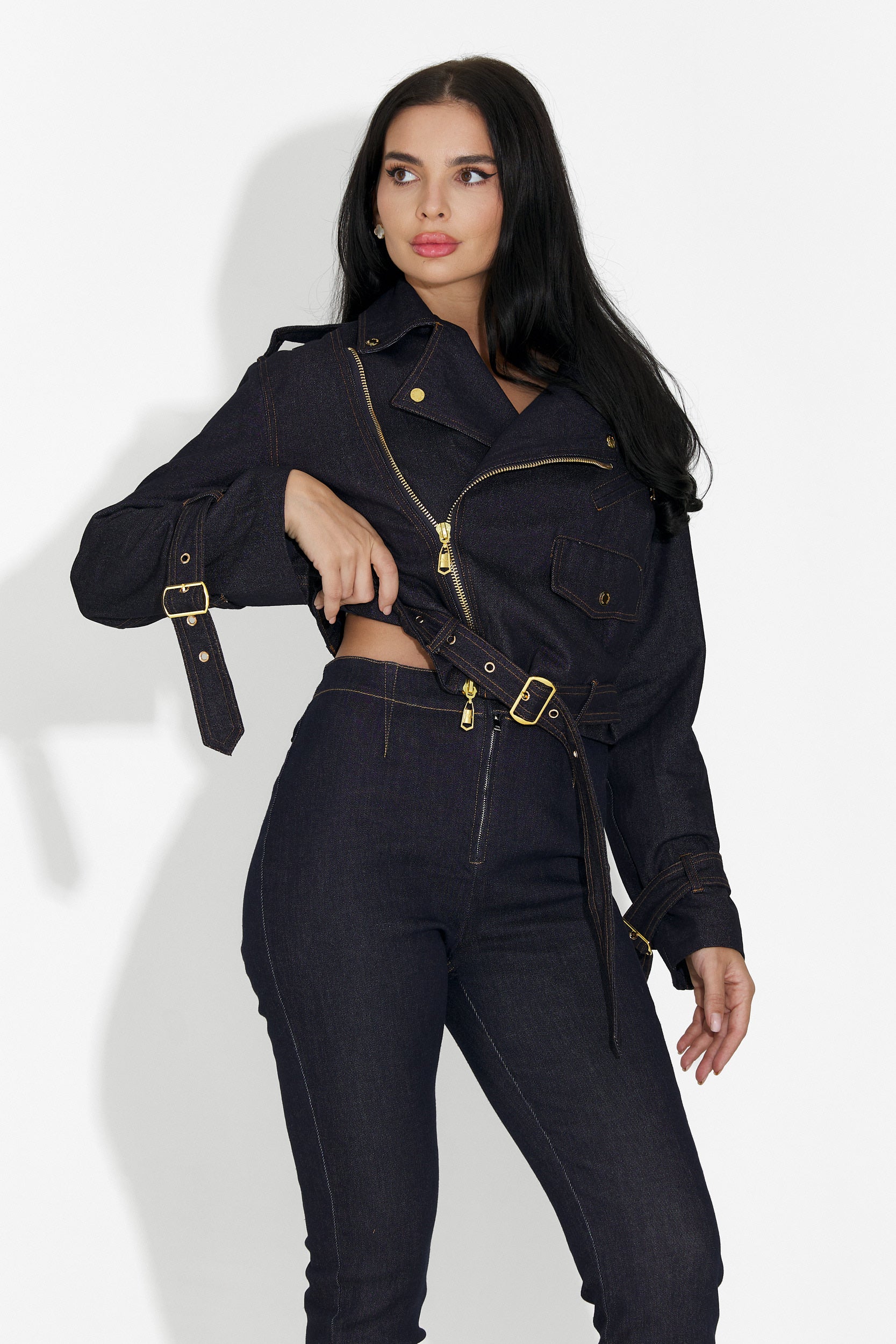 Granatowe, codzienne damskie jeansy Sirina Bogas