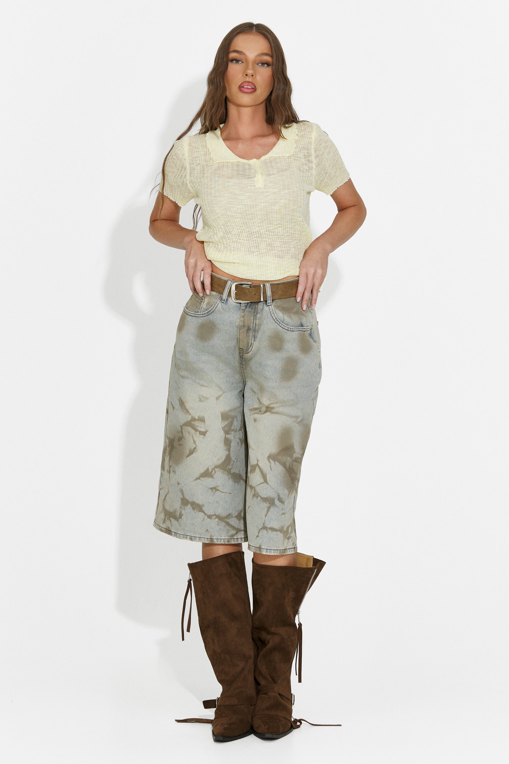Jeansy damskie casual khaki Bristy Bogas
