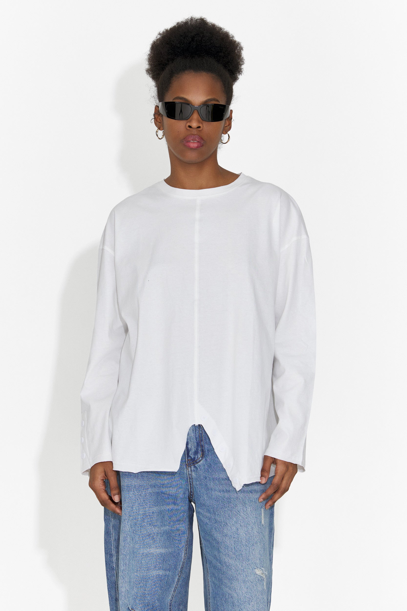 Chandana Bogas Casualna Biała Bluzka Damska