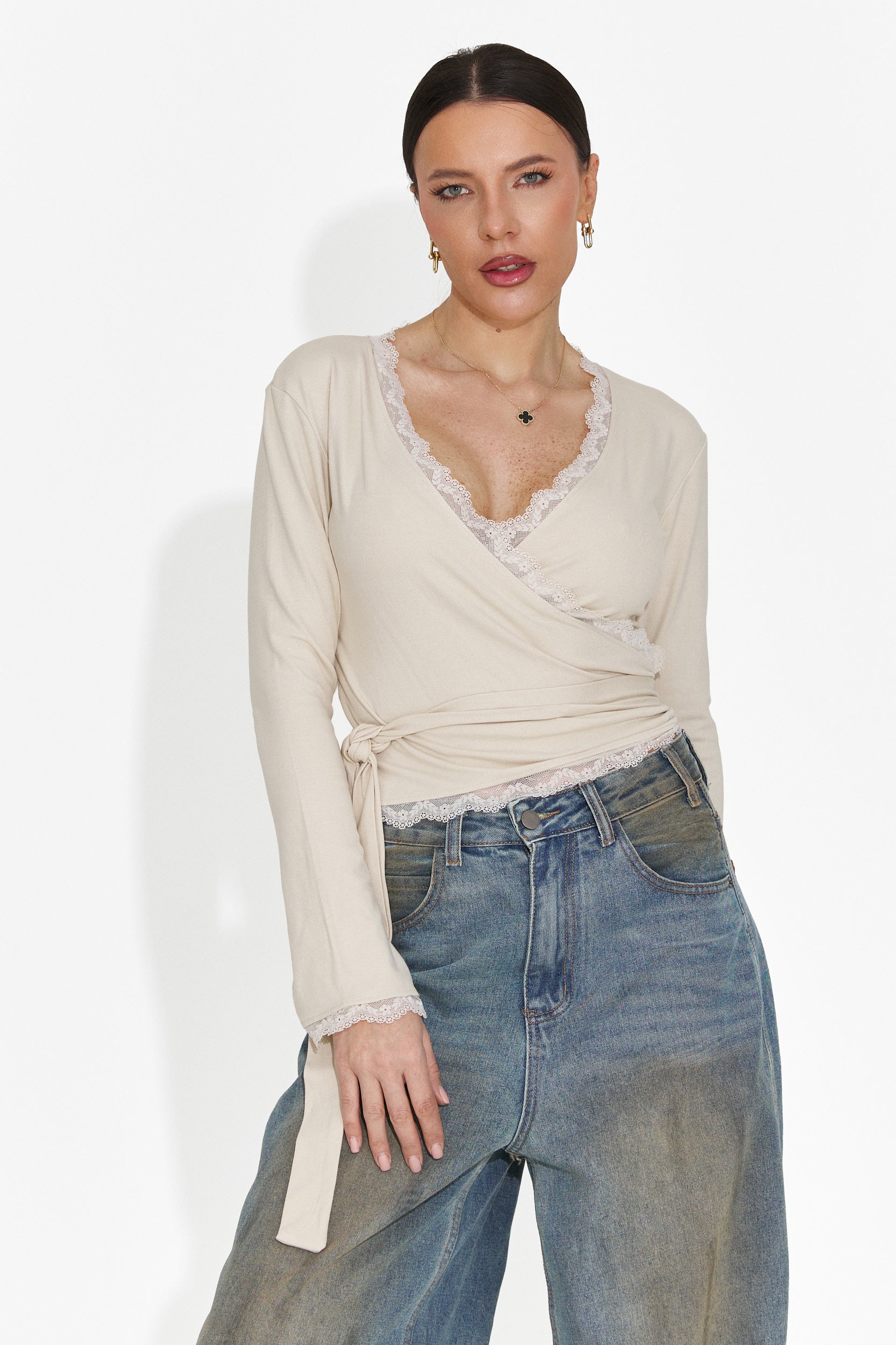 Zaneta Bogas Beżowa Bluzka Damska