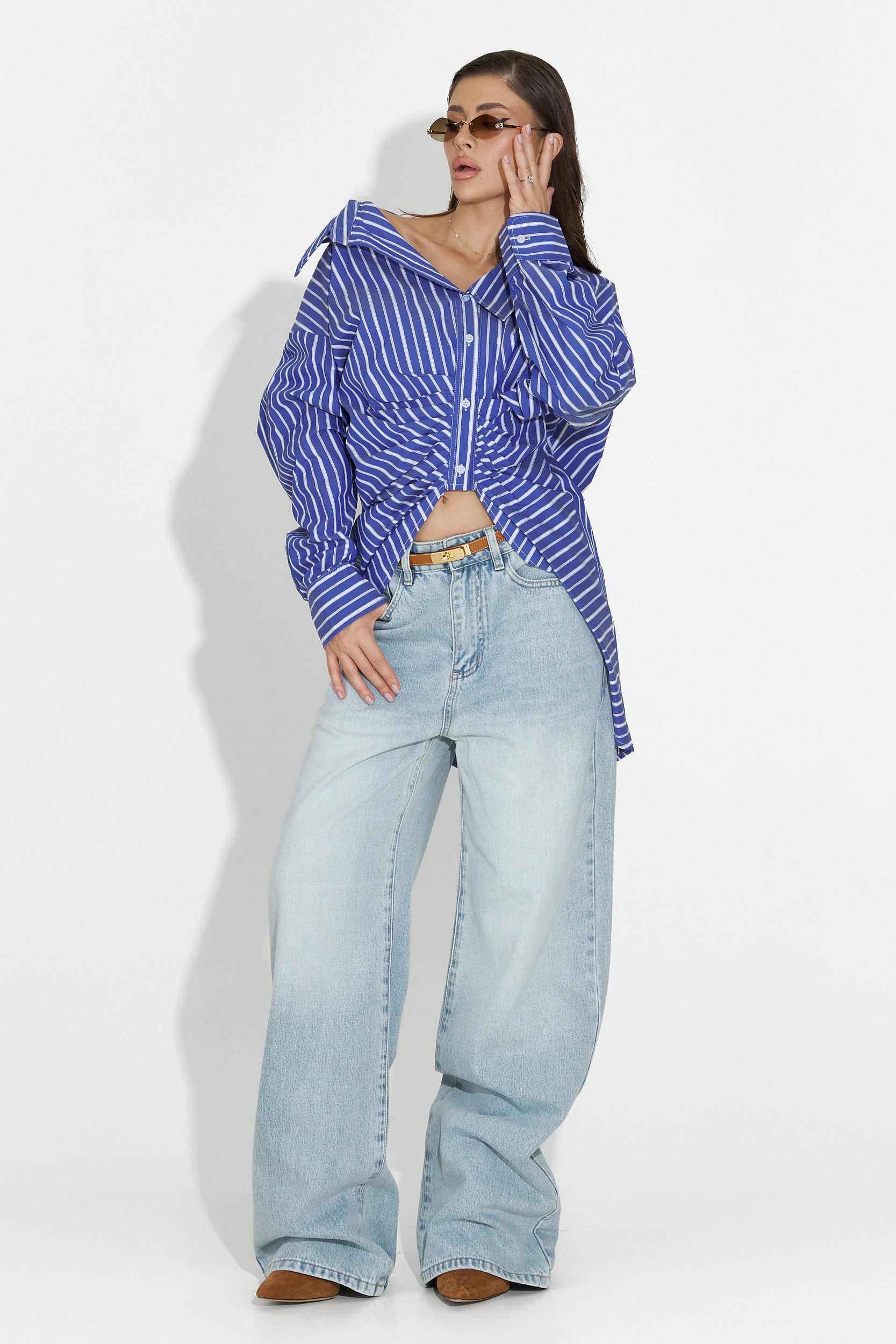 Voncile Bogas Nieformalna Niebieska Koszula Damska