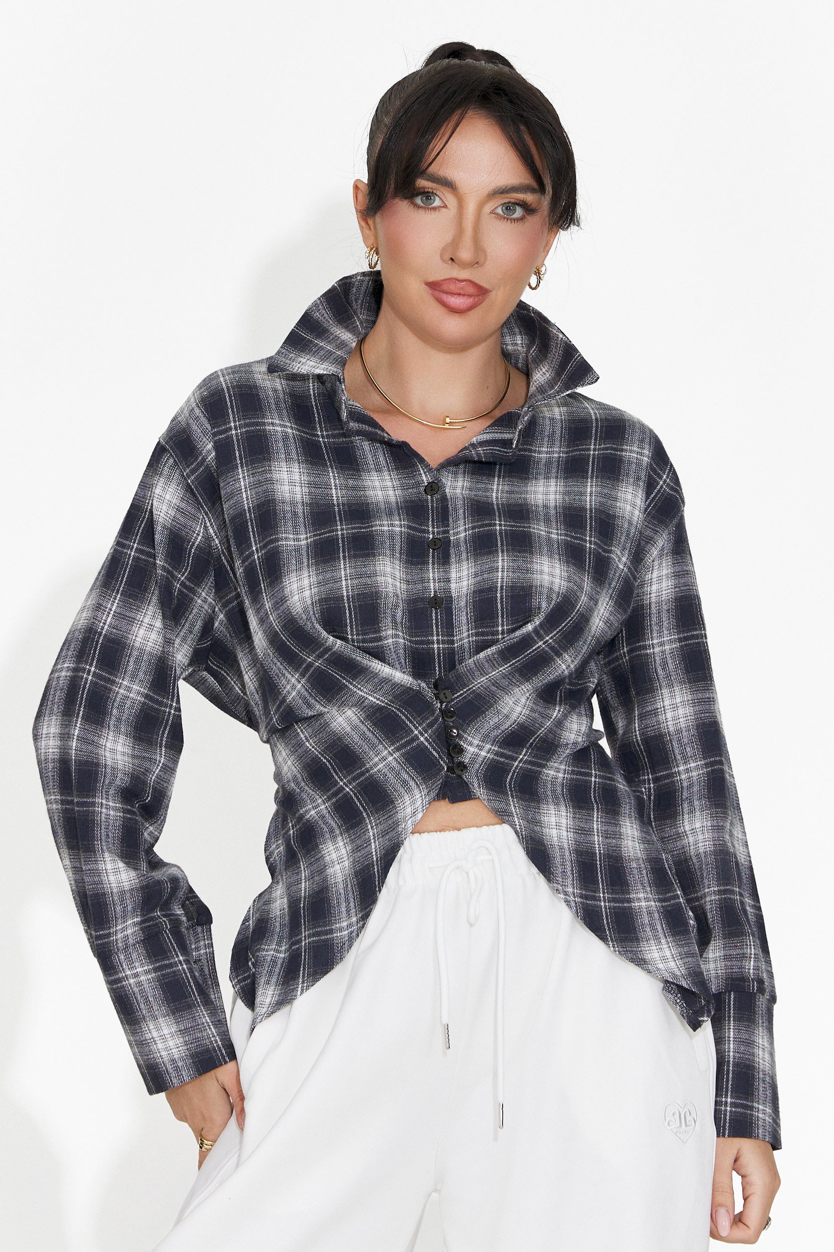 Nieformalna Granatowa Koszula Damska Laurina Bogas