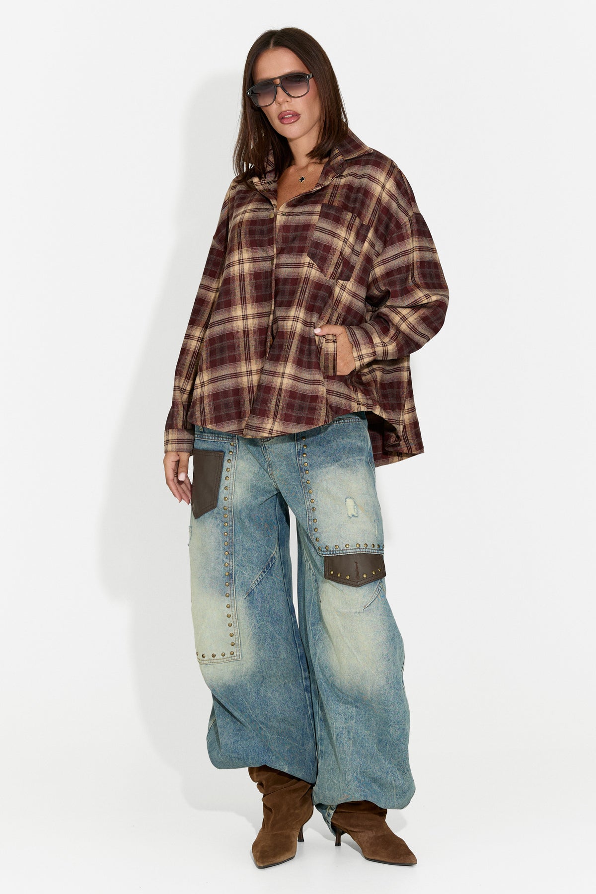Damska koszula casualowa brązowa Drafts Bogas