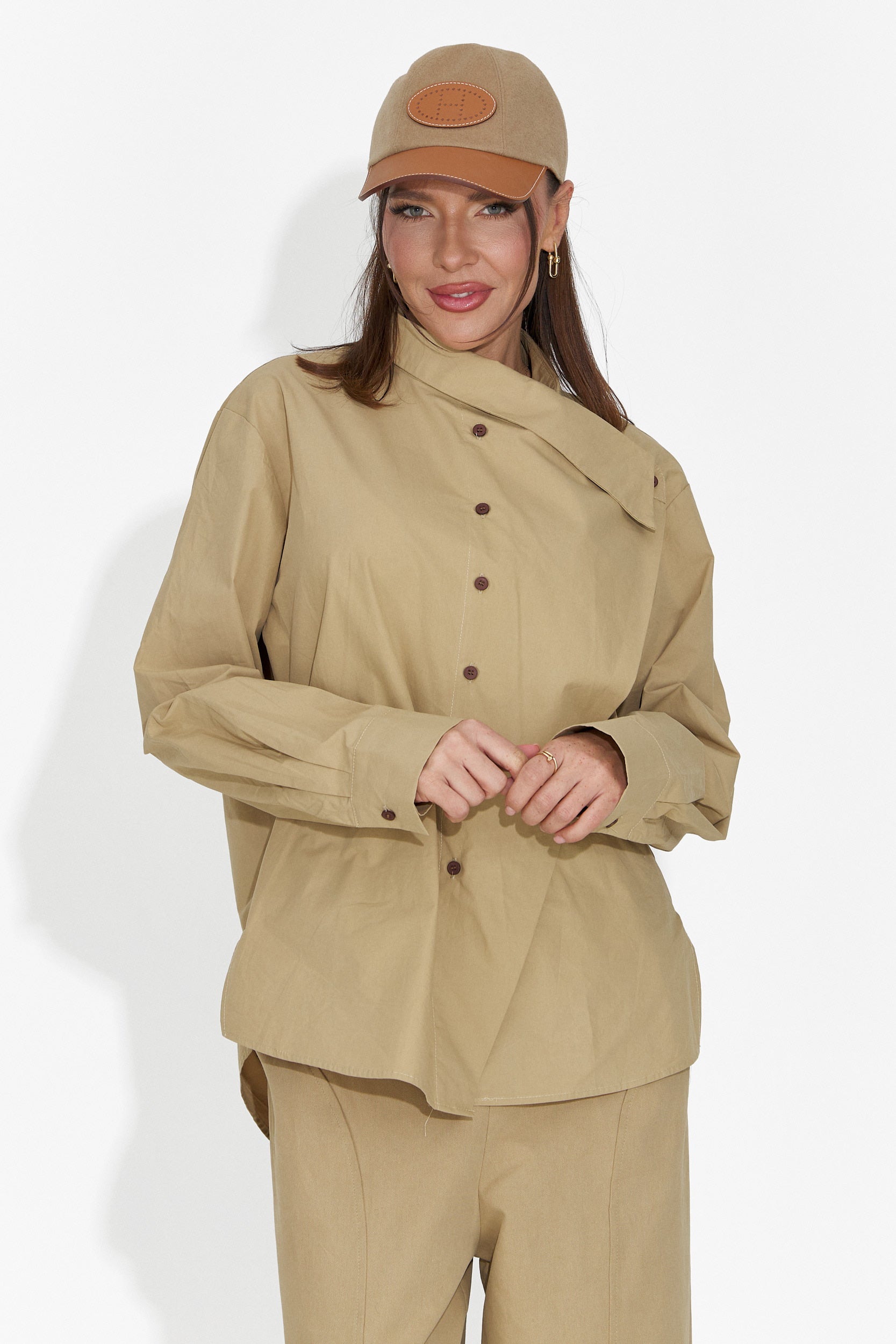 Edinea Bogas Casualna Brązowa Koszula Damska