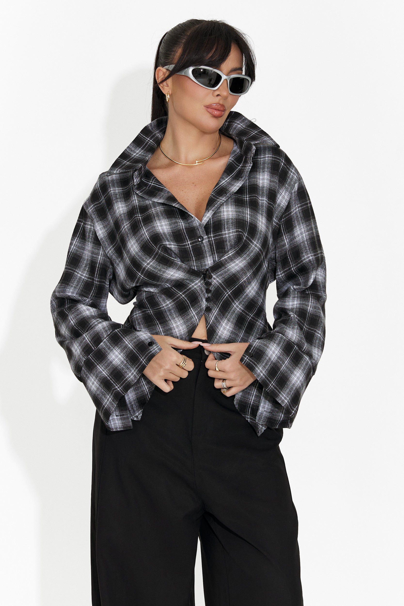 Codzienna Czarna Koszula Damska Laurina Bogas