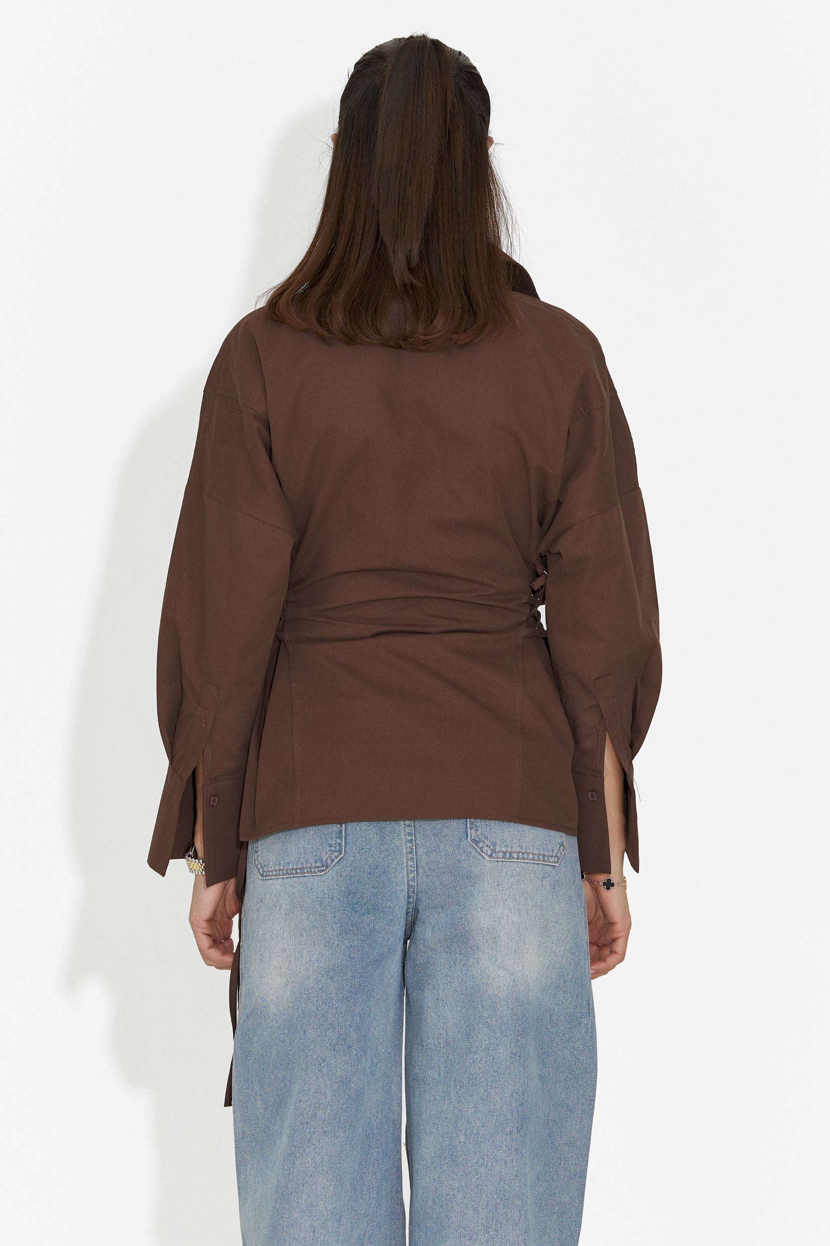 Elegancka Brązowa Koszula Damska Sivelia Bogas