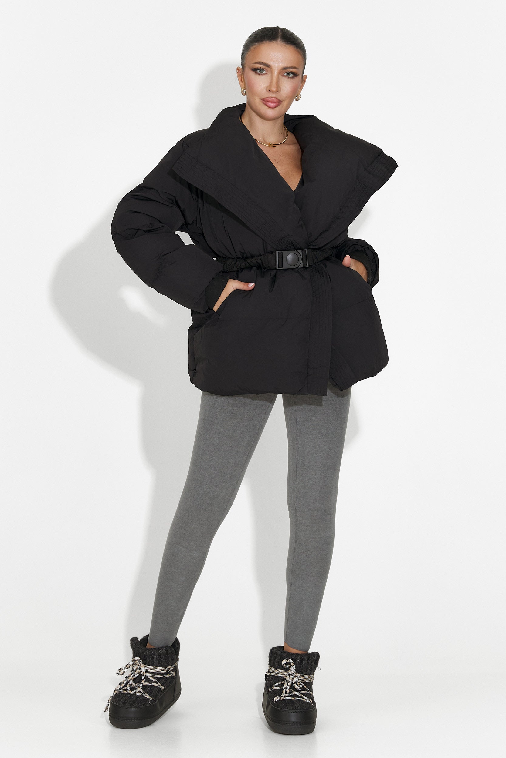 Ciepłe Legginsy Kompresyjne Micheliny Bogas w Kolorze Szarym