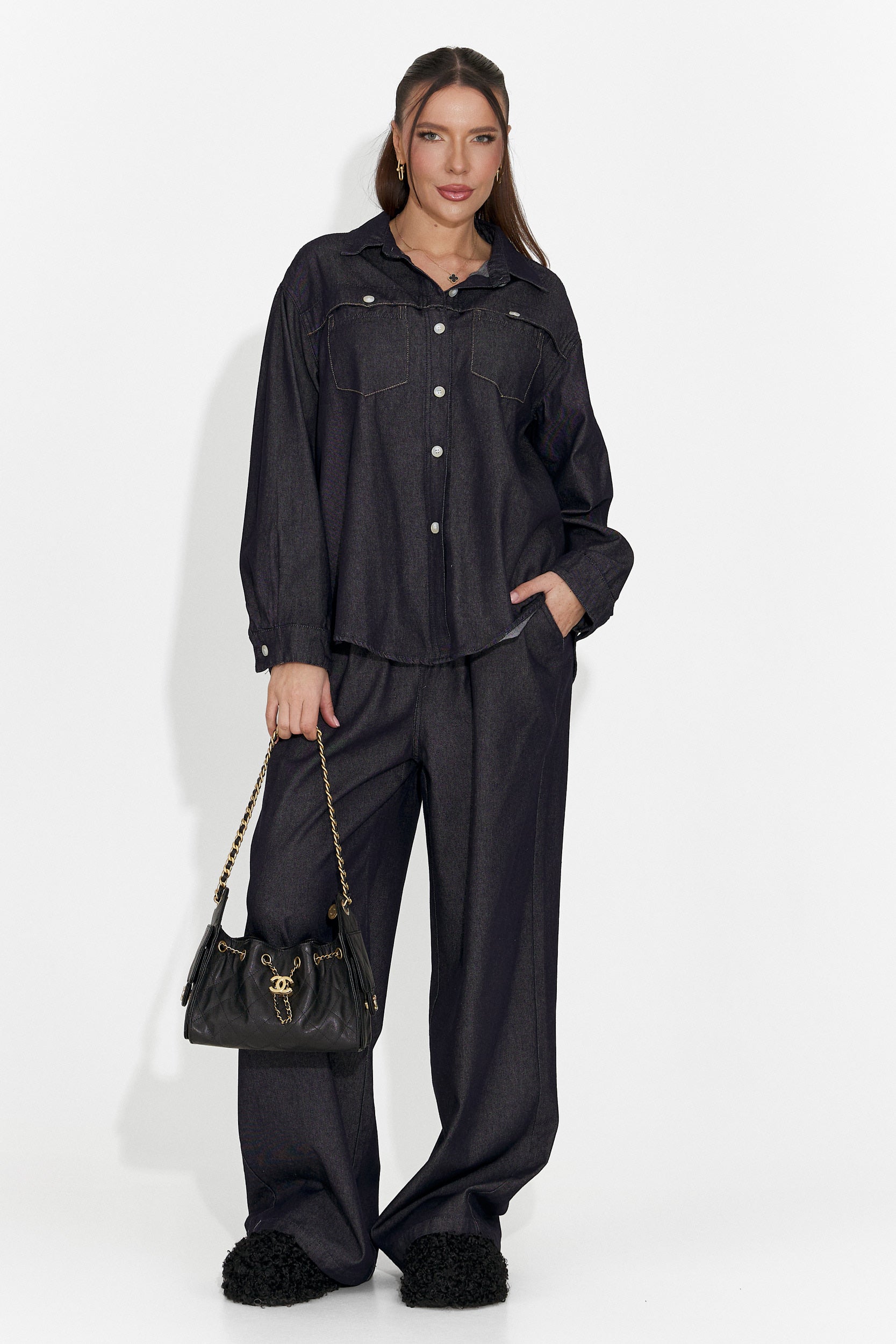 Granatowy, codzienny garnitur damski Berieda Bogas