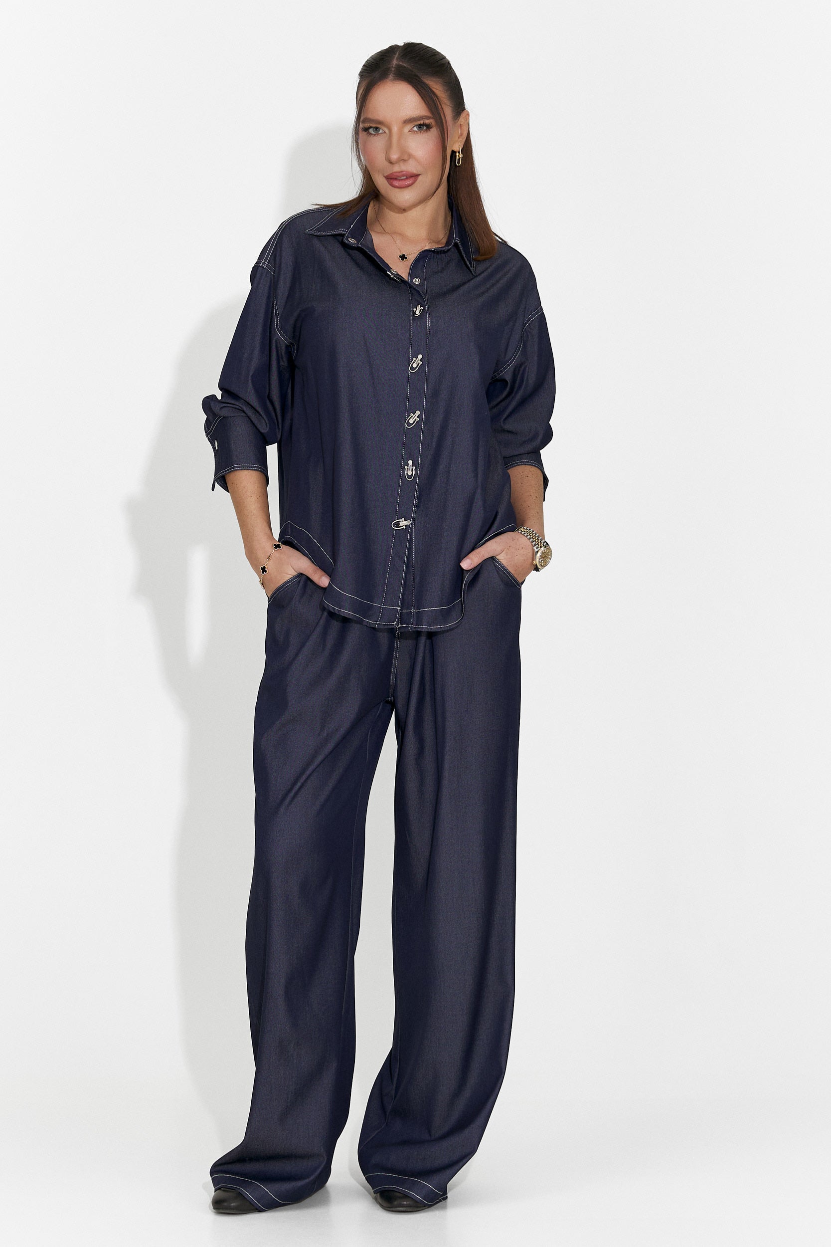 Niebieski codzienny garnitur damski Elisio Bogas