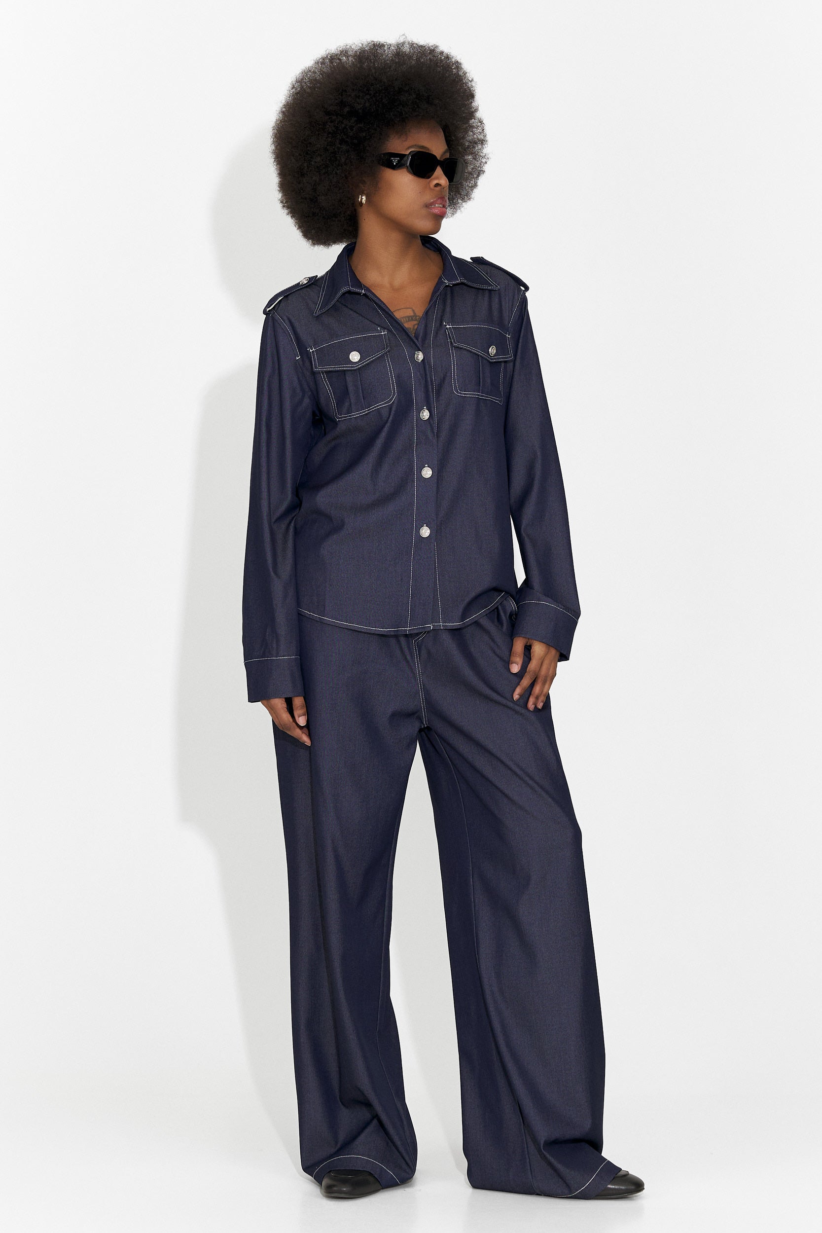 Granatowy, codzienny garnitur damski Vertija Bogas