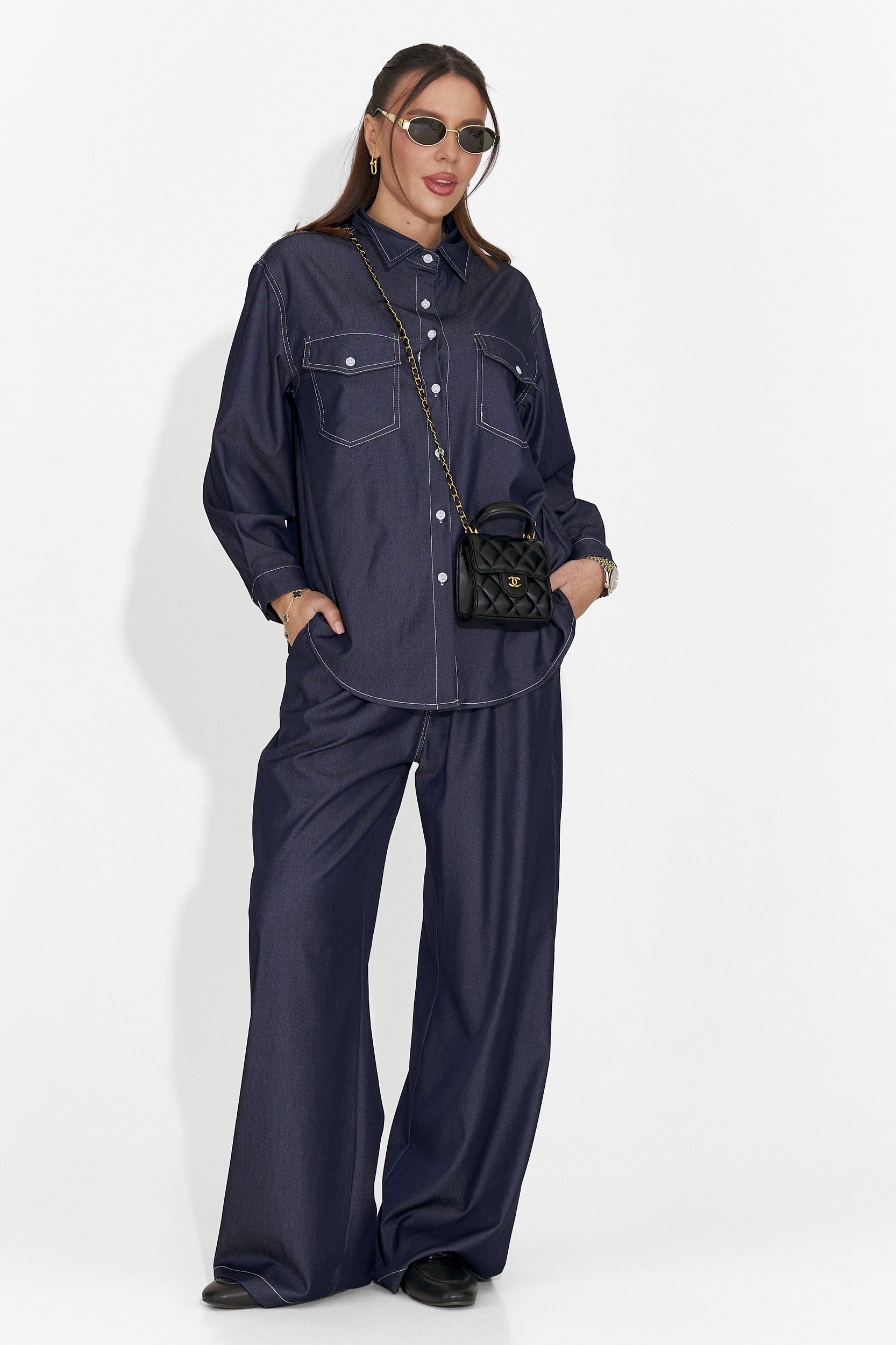 Granatowy, codzienny garnitur damski Zunaira Bogas