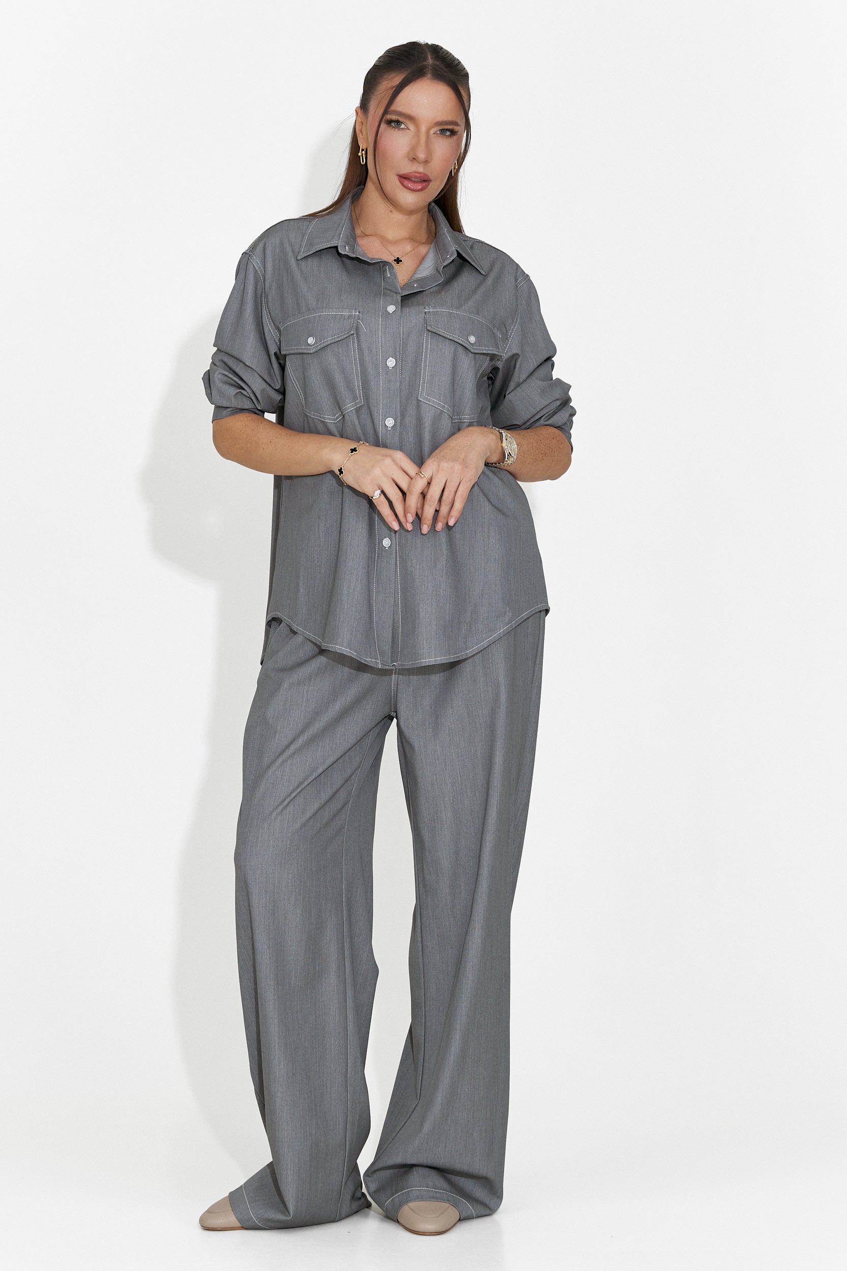 Zunaira Bogas Casualny Szary Garnitur Damski