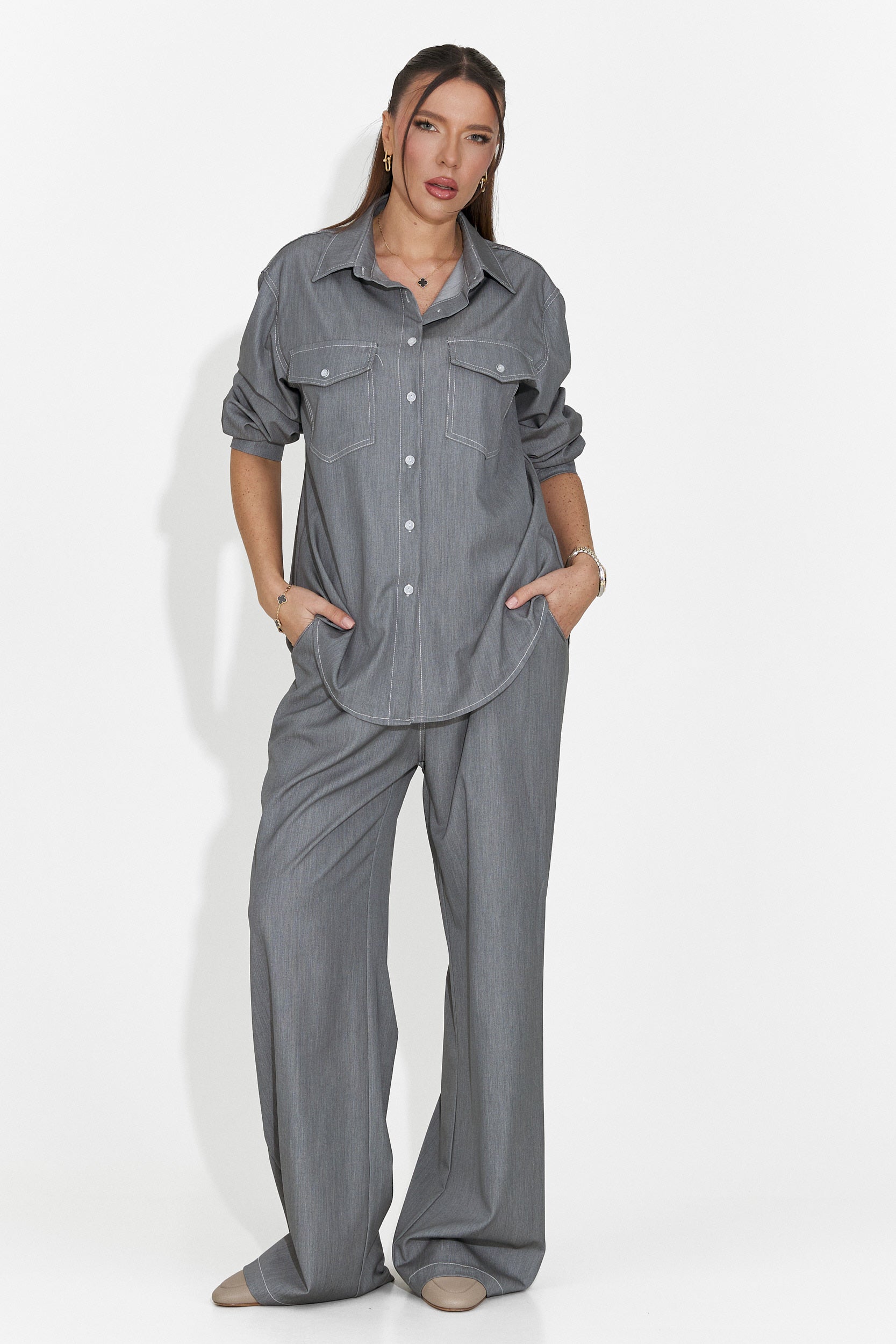 Zunaira Bogas Casualny Szary Garnitur Damski