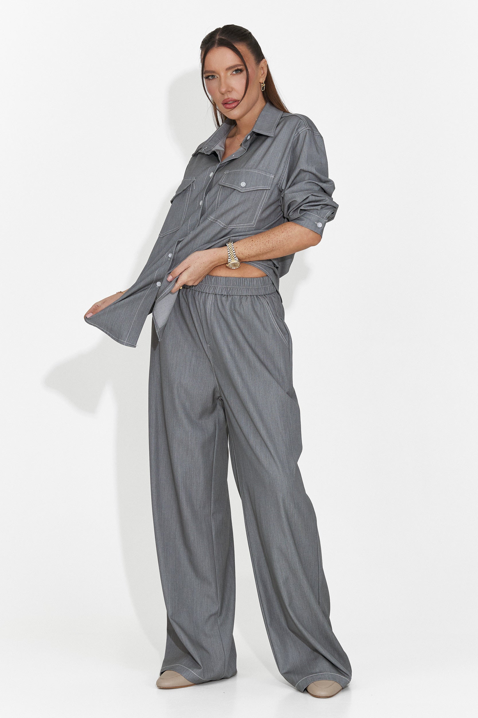 Zunaira Bogas Casualny Szary Garnitur Damski