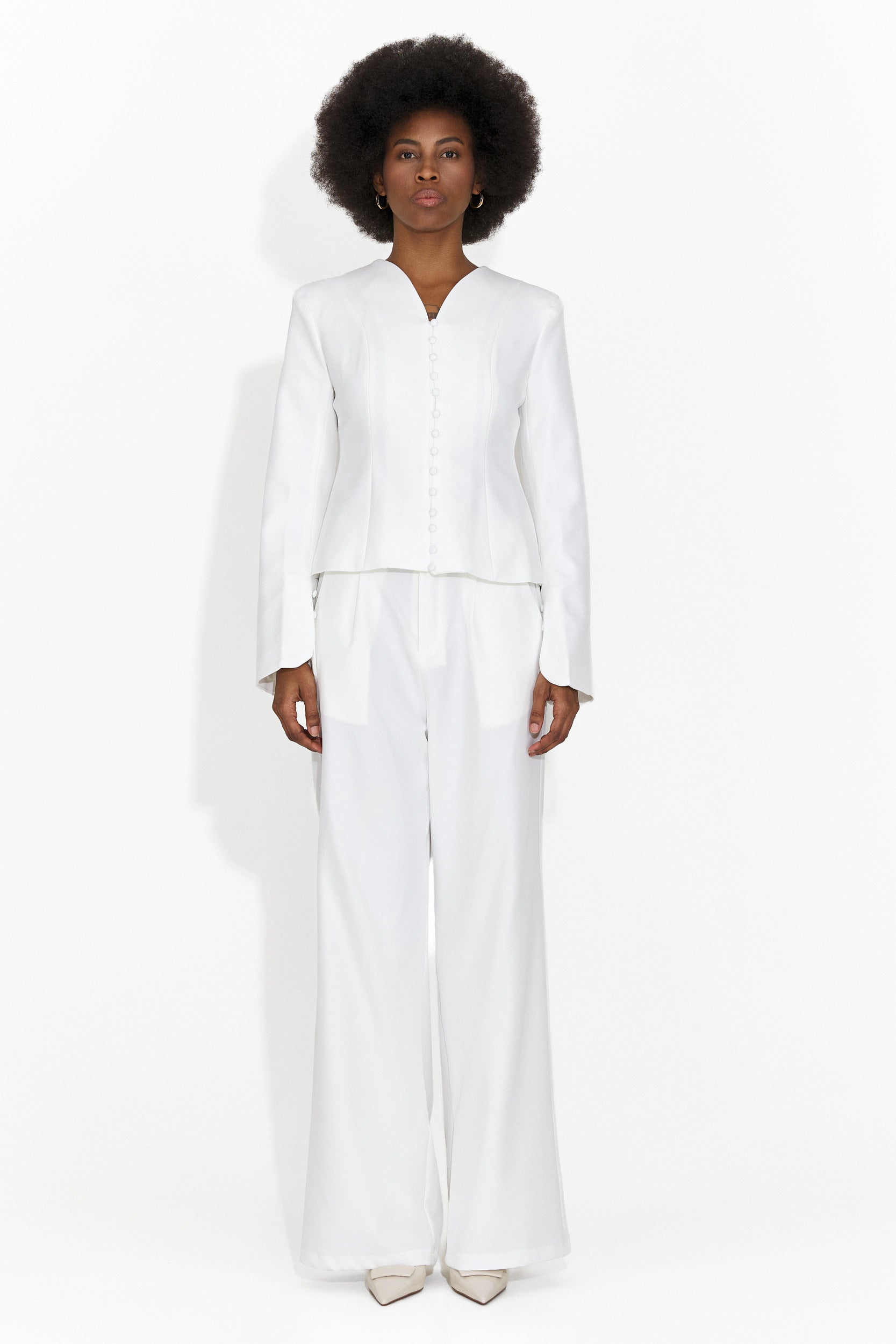 Elegancki Biały Garnitur z Spodniami Jayne Bogas