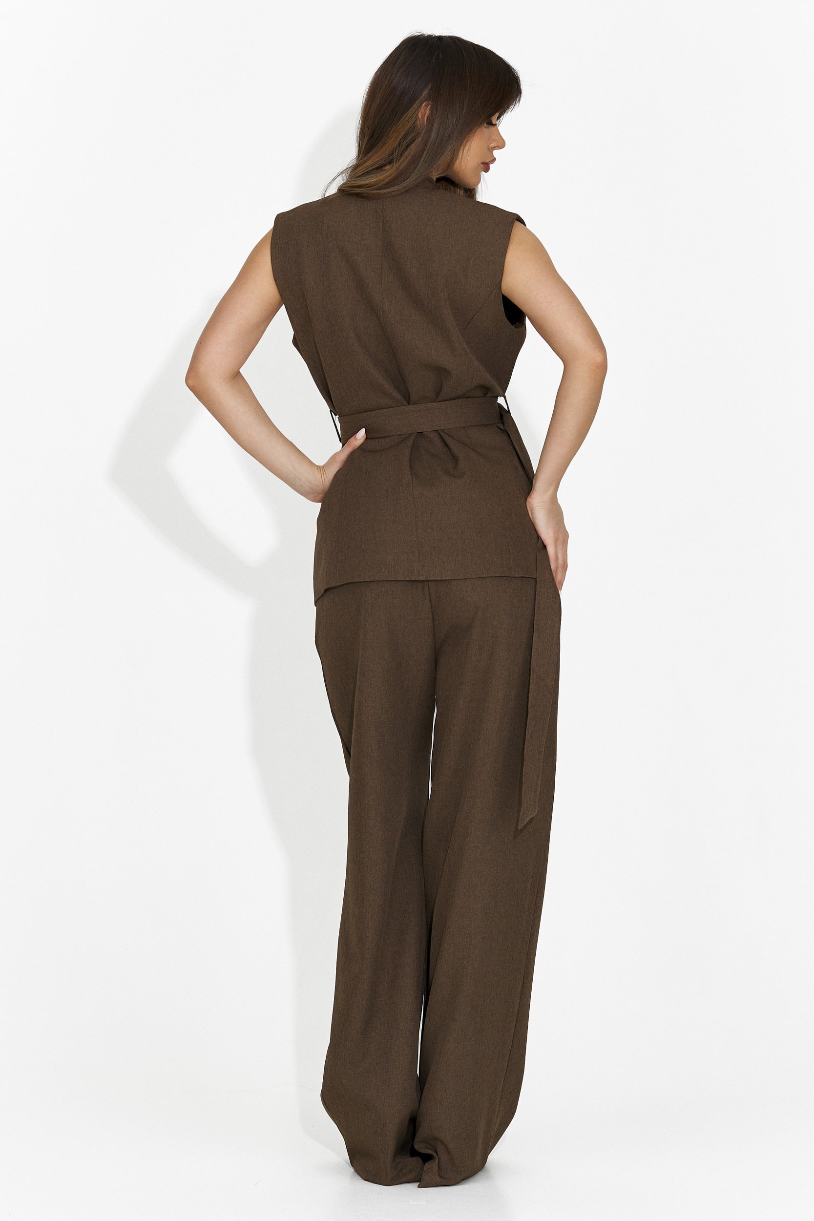 Kamizelka damski garnitur Lafora Bogas + brązowe spodnie
