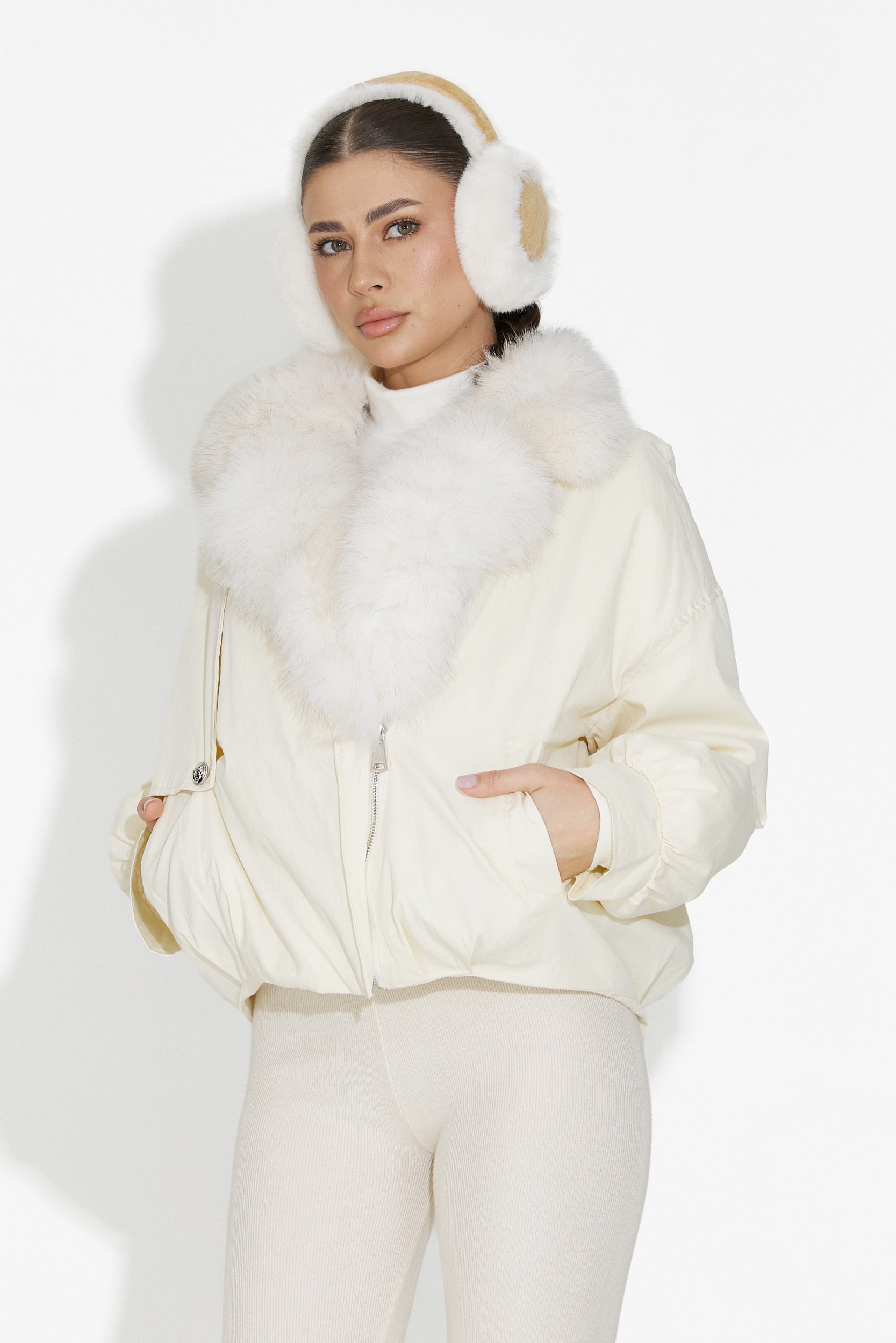 Eriora Bogas Casualna Beżowa Kurtka Damska