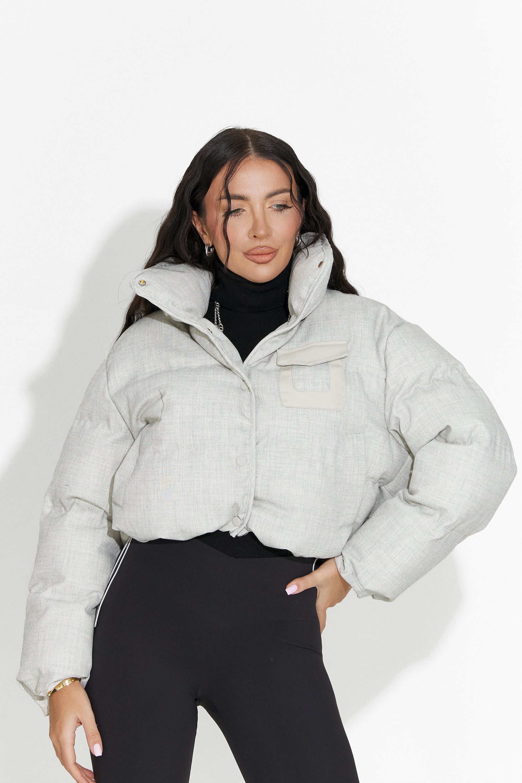 Elvora Bogas Casualna Szara Kurtka Damska