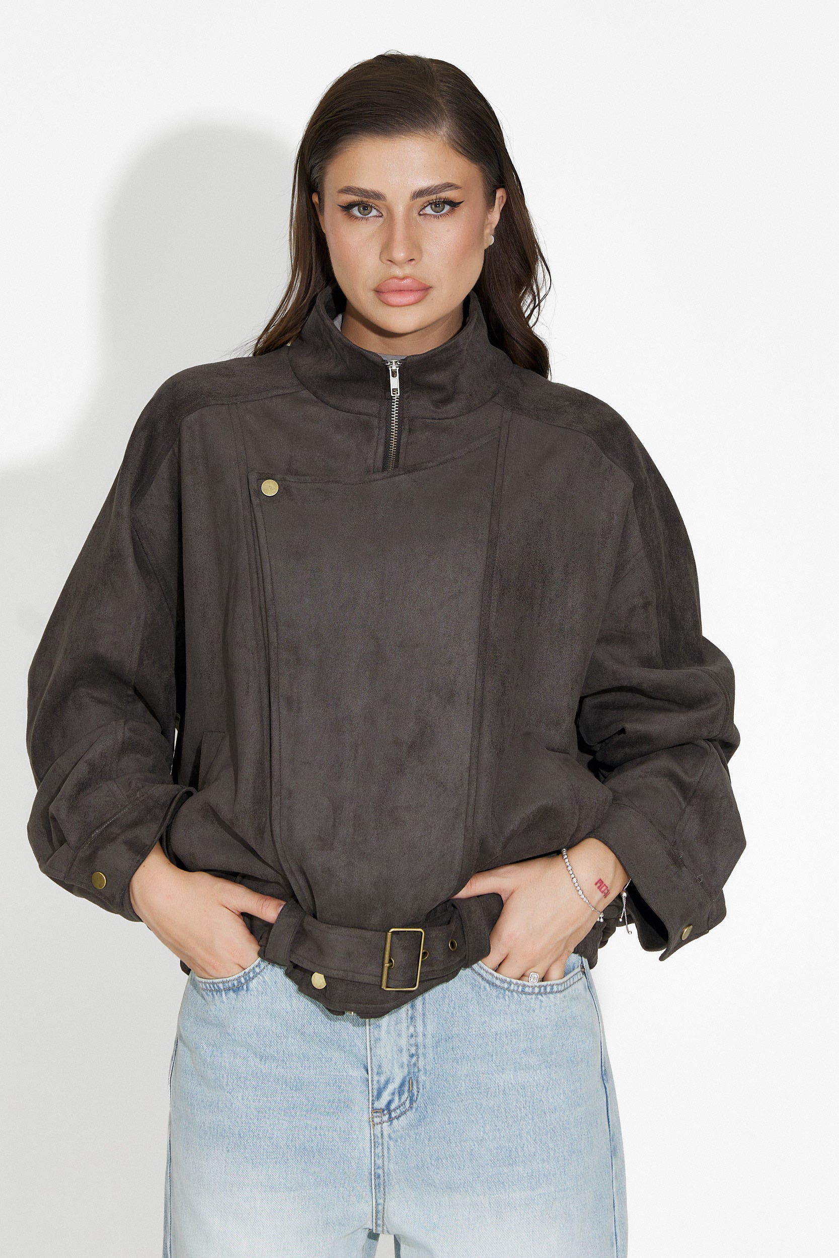 Casualowa Szara Kurtka Damska Ismoria Bogas