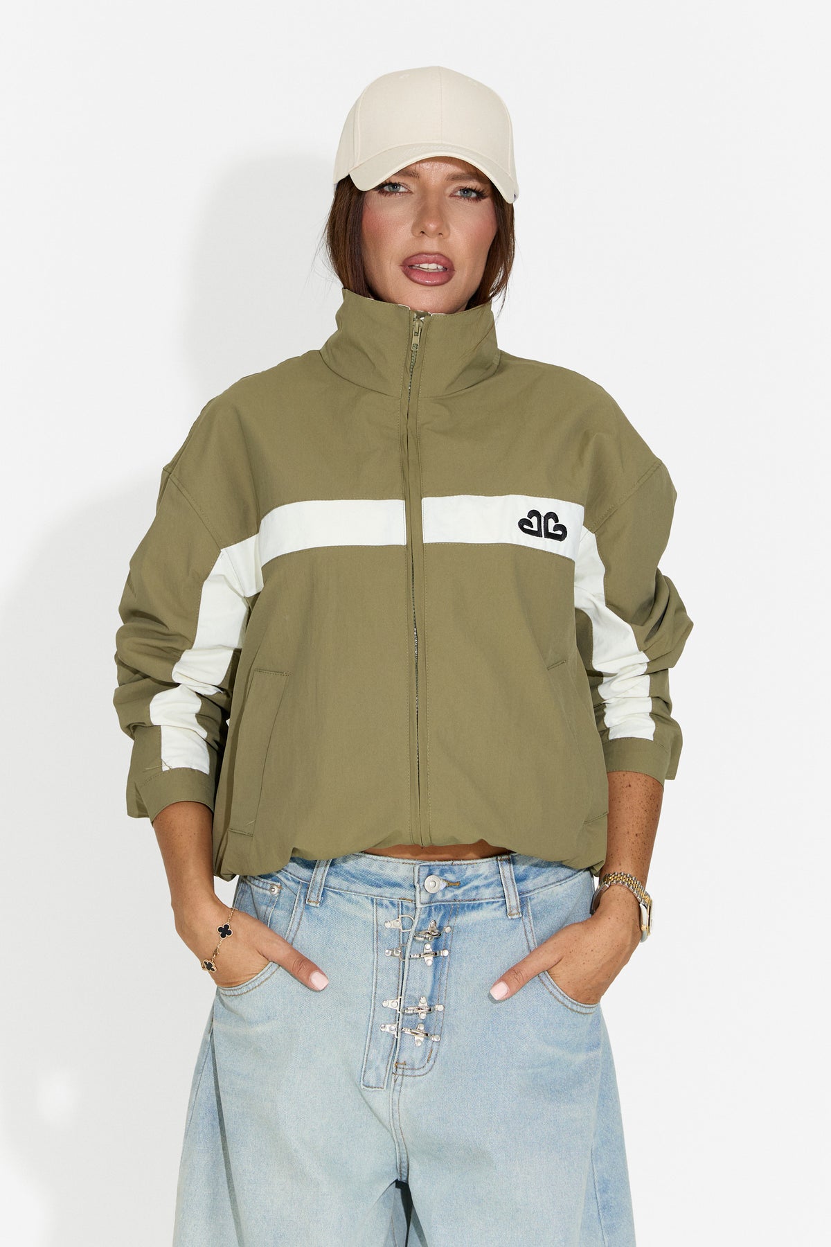 Damska kurtka casualowa khaki Zoerina Bogas