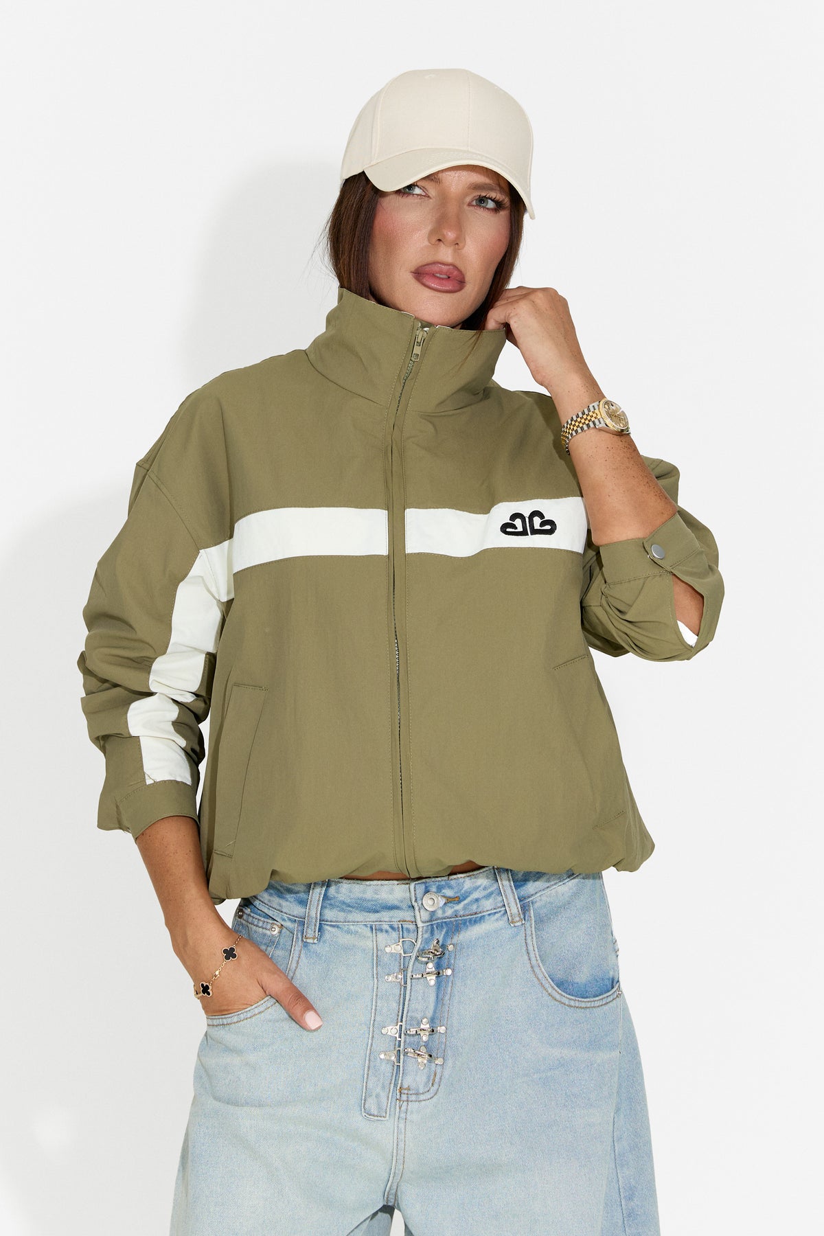 Damska kurtka casualowa khaki Zoerina Bogas