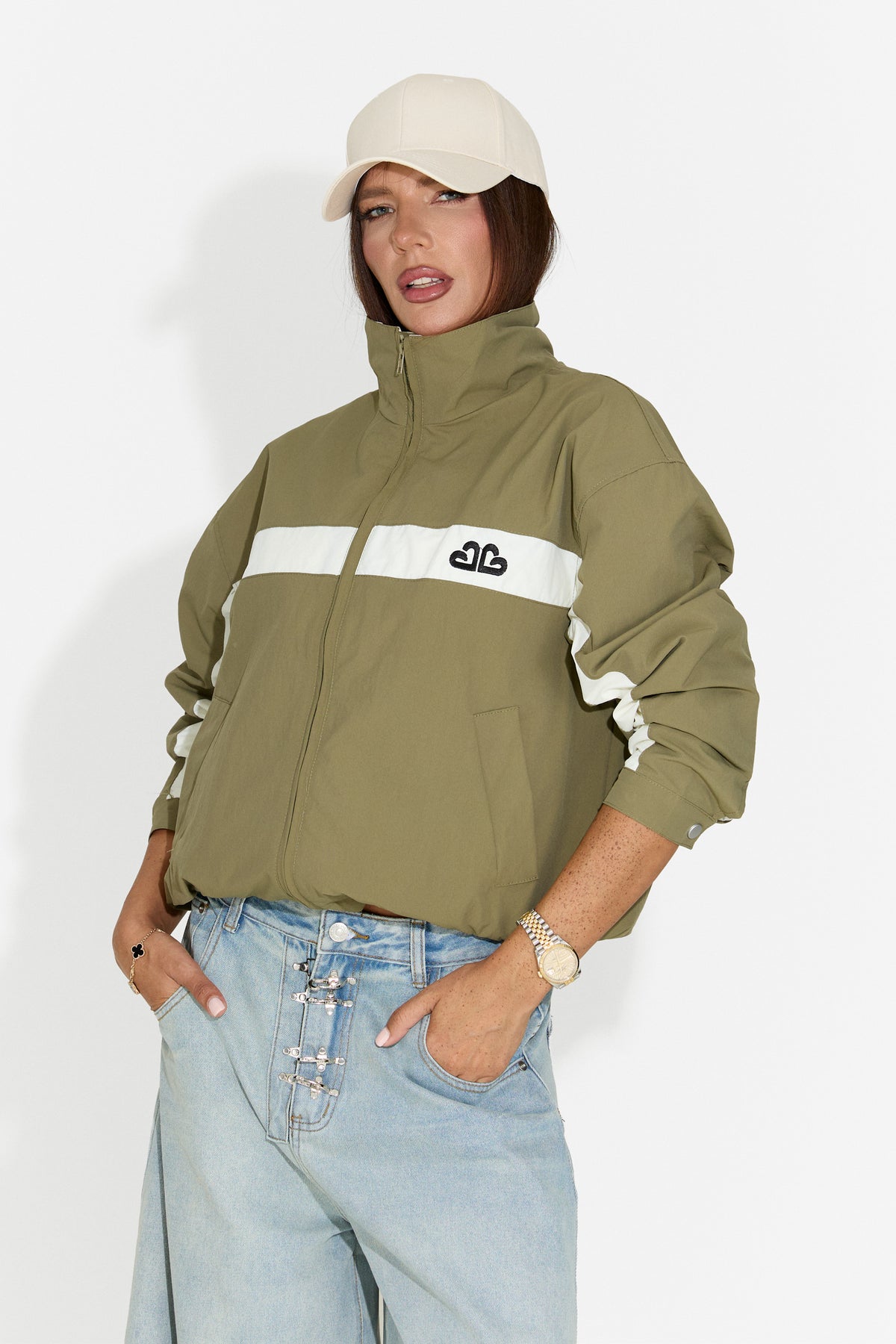 Damska kurtka casualowa khaki Zoerina Bogas