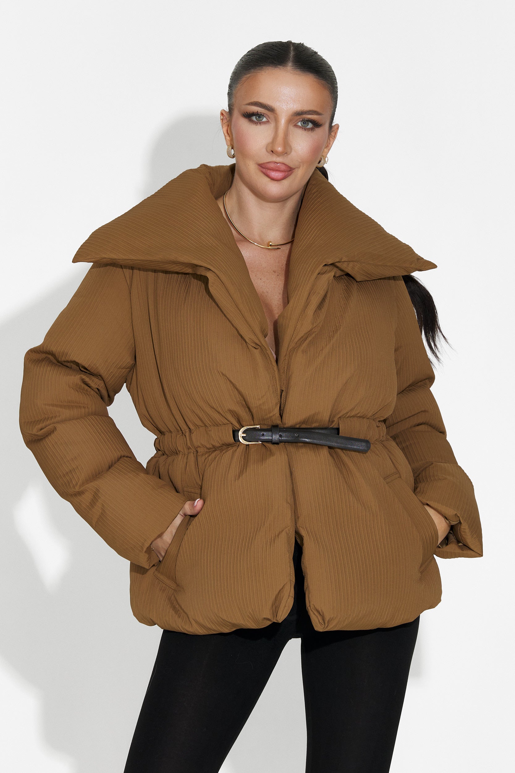 Eonica Bogas Casualna Brązowa Kurtka Damska