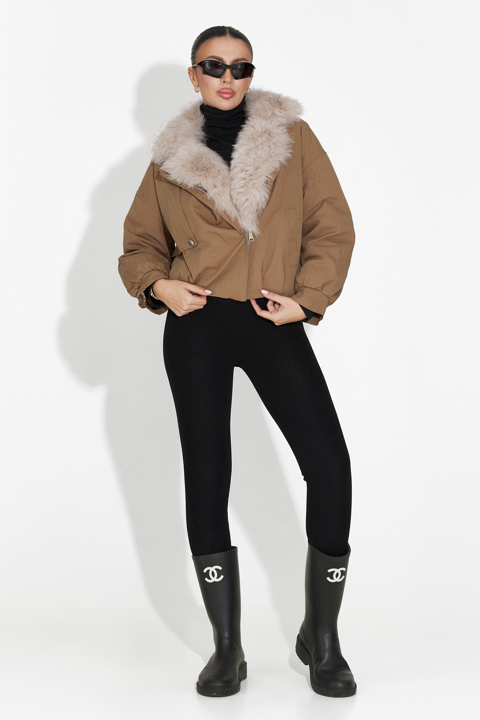 Eriora Bogas Casualna Brązowa Kurtka Damska