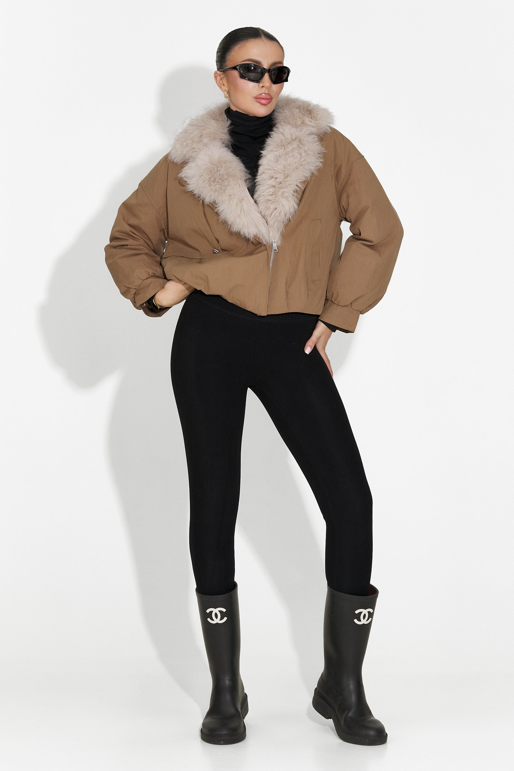 Eriora Bogas Casualna Brązowa Kurtka Damska