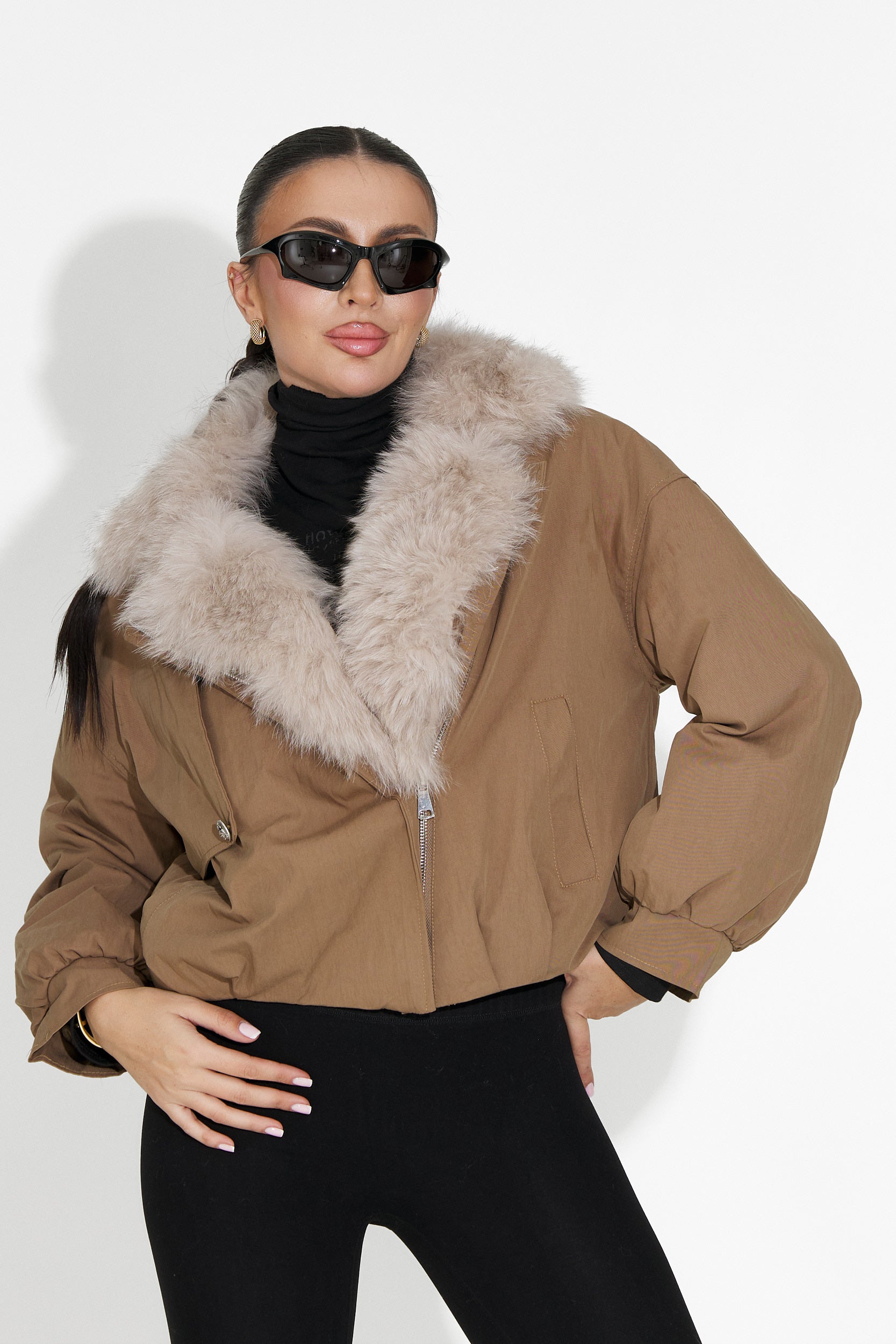 Eriora Bogas Casualna Brązowa Kurtka Damska