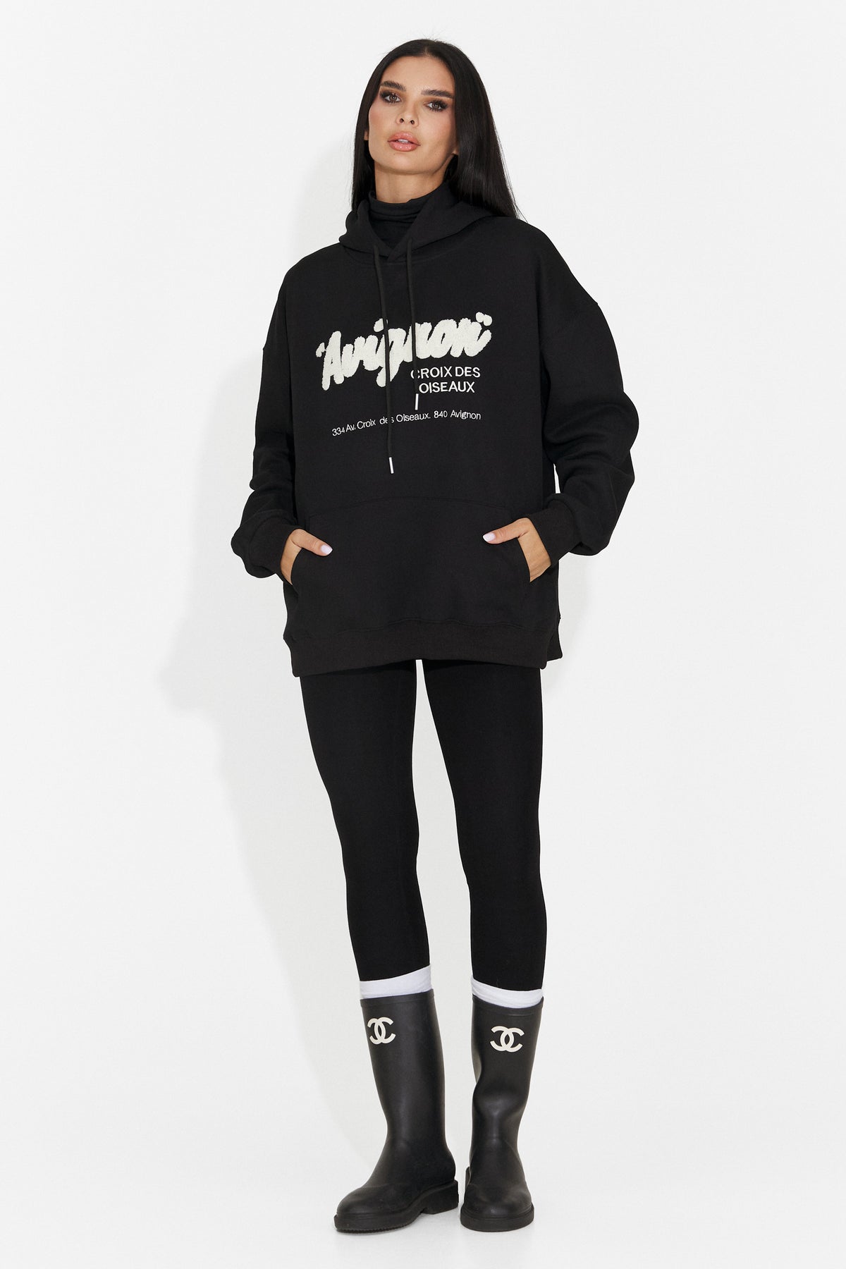 Hanorac casual negru Valotdiva Bogas