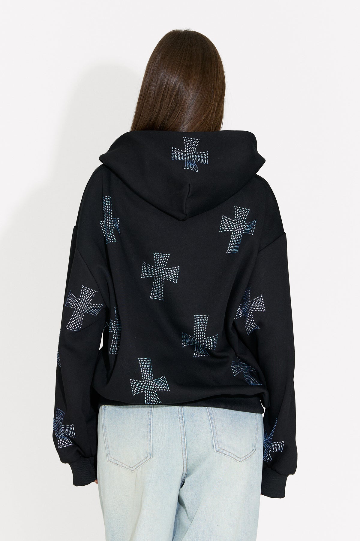 Czarna damska bluza z kapturem casualowa Hancy Bogas