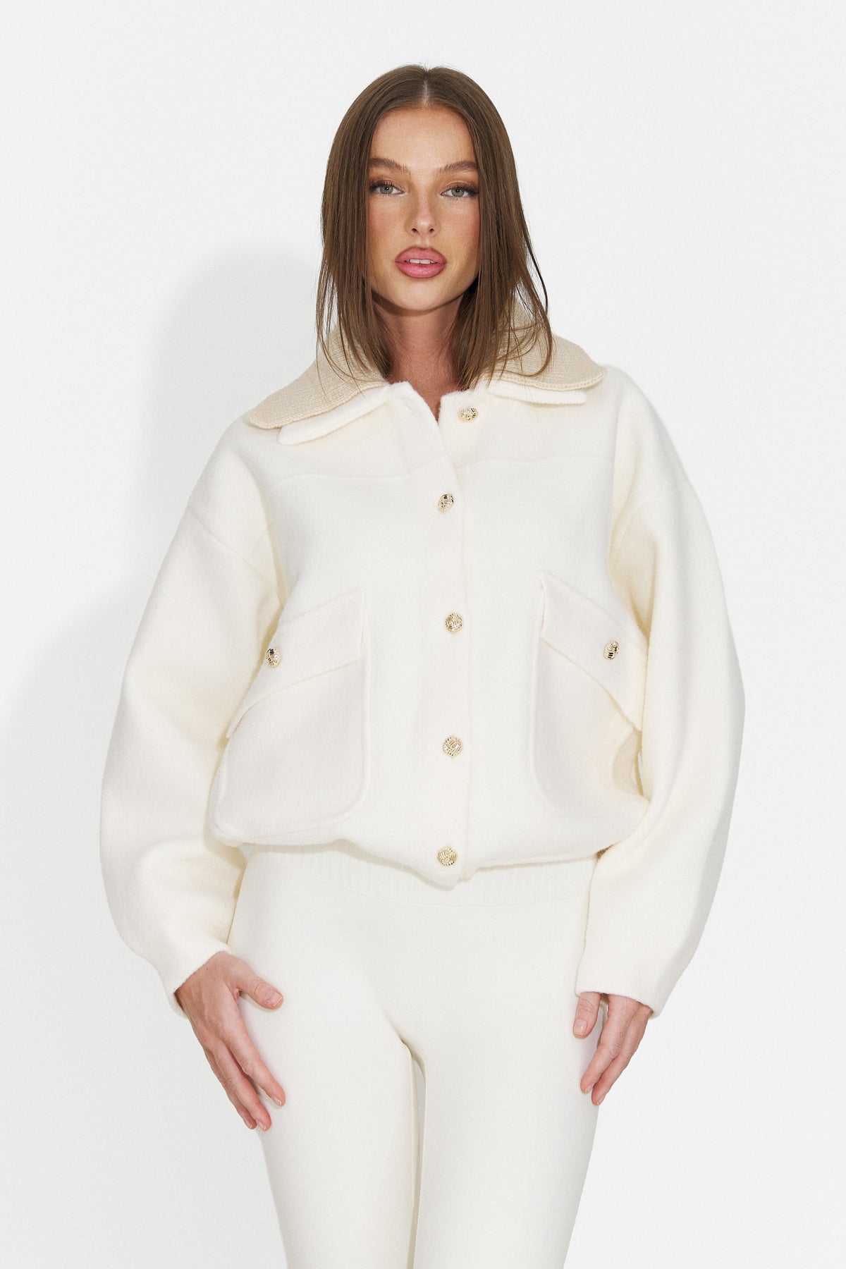 Jacheta casual crem Fyrilira Bogas