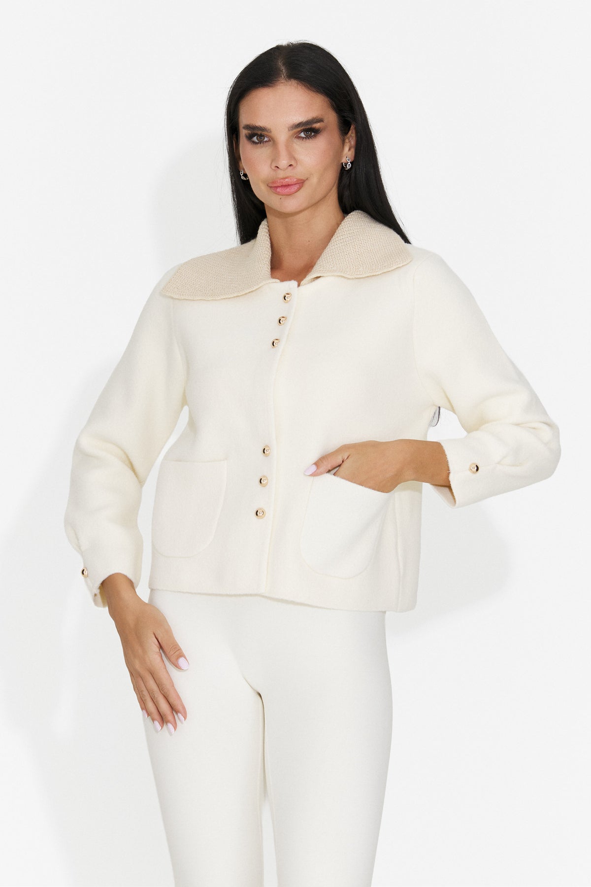 Jacheta casual crem Vavityra Bogas