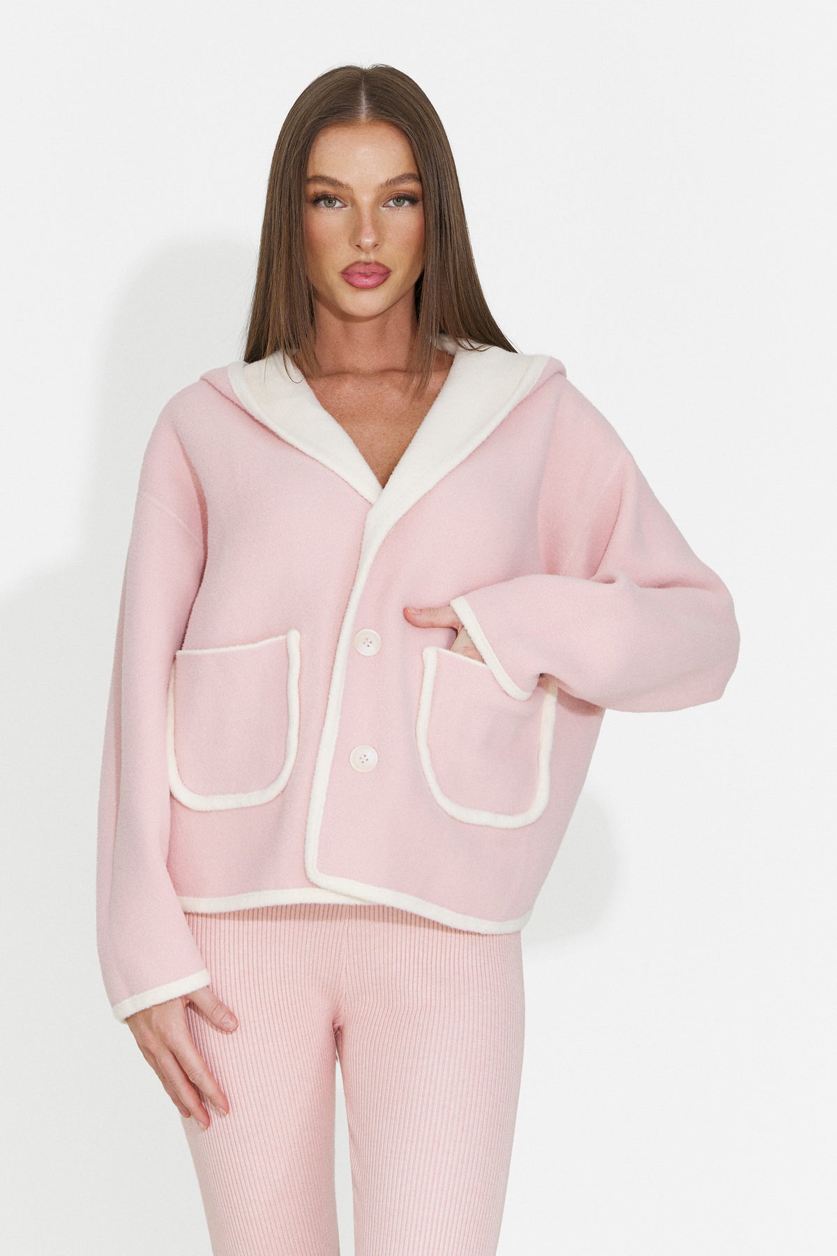 Jacheta casual roz Ratvesia Bogas