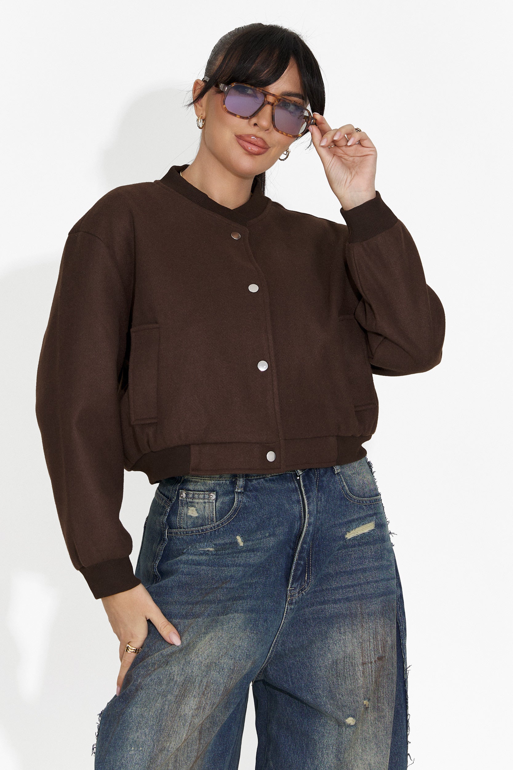 Casualna Brązowa Kurtka Damska Gineta Bogas