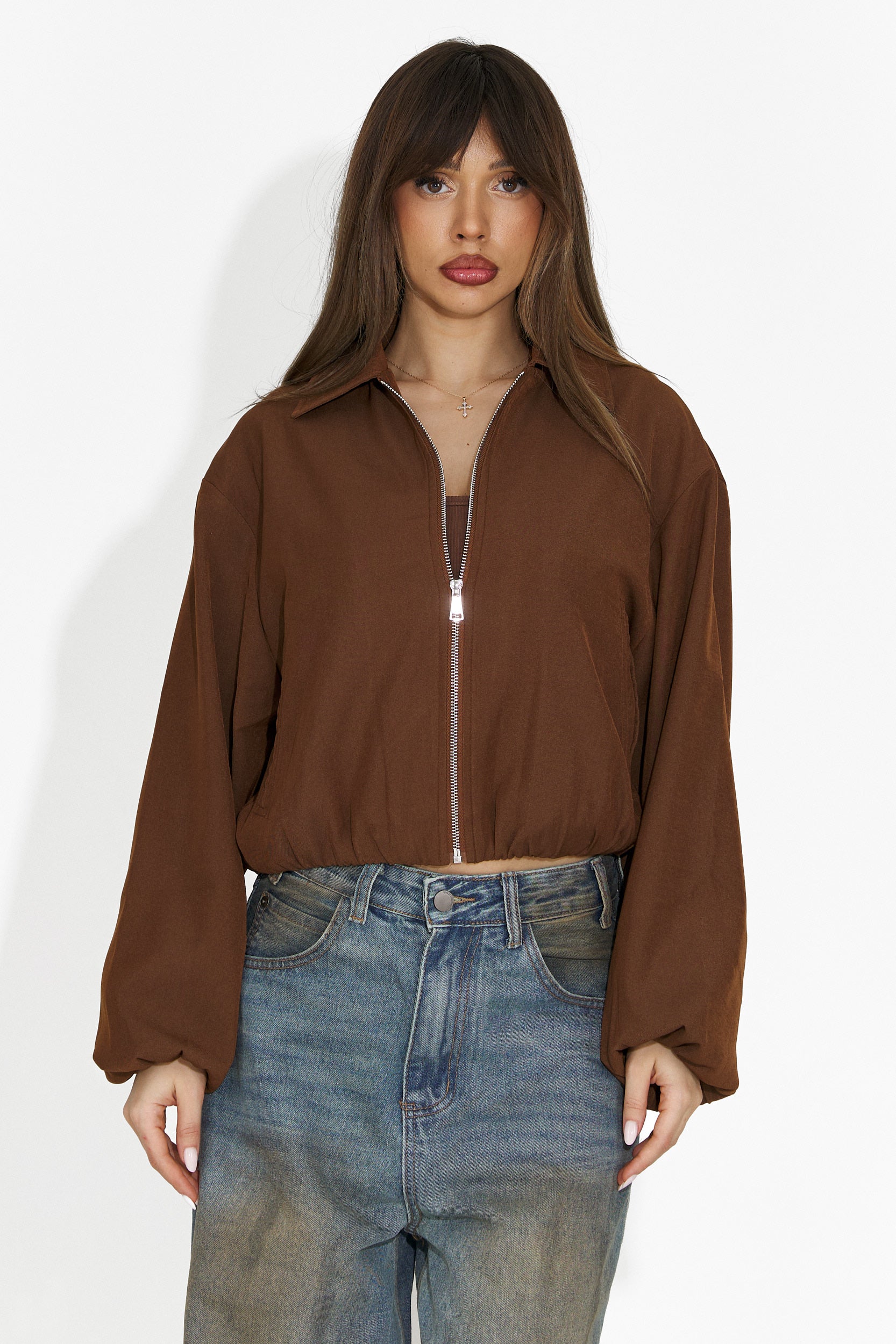 Codzienna Brązowa Kurtka Damska Giona Bogas